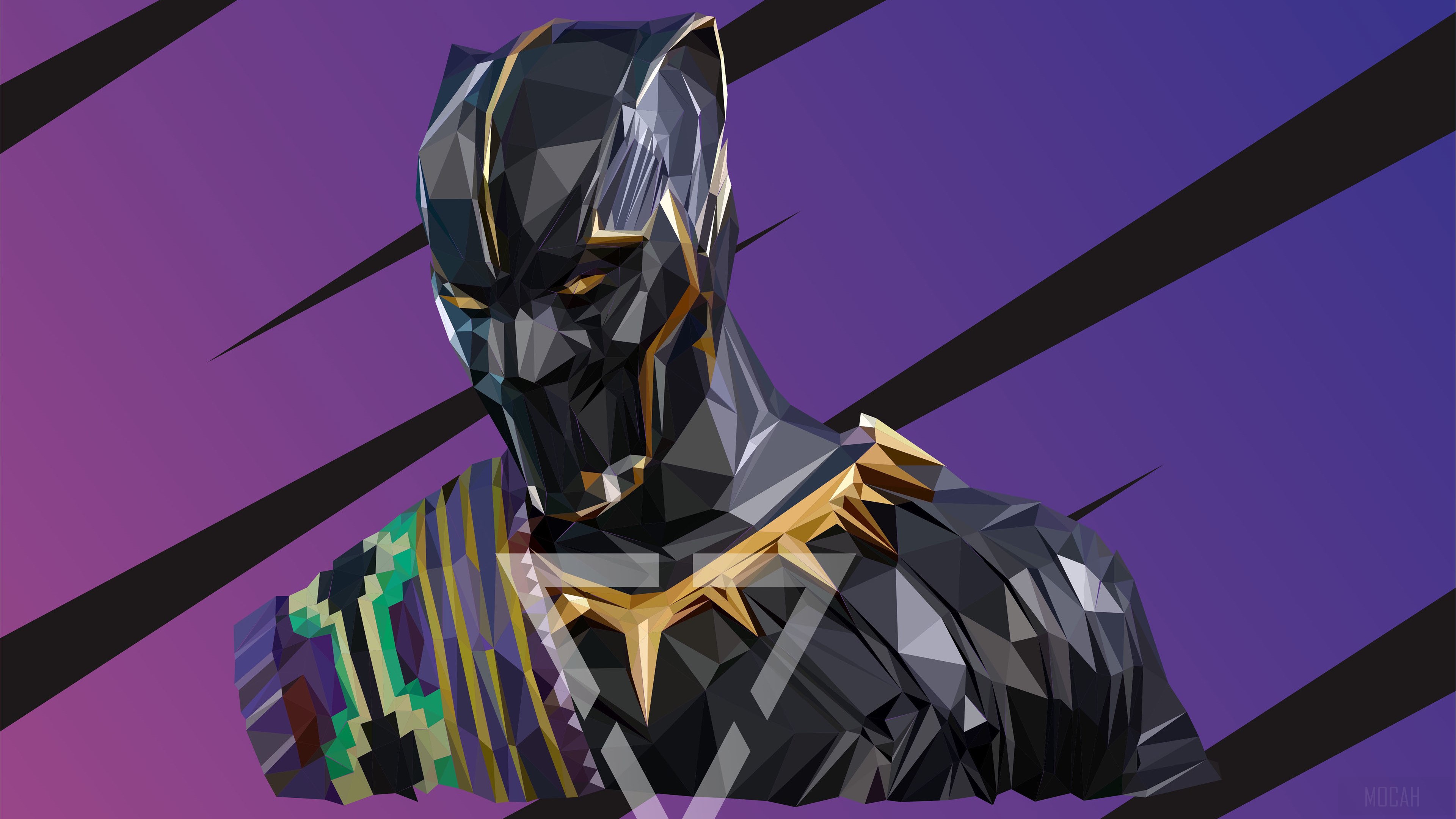Black Panther from Marvel Lowpoly Art 4K HD Wallpaper