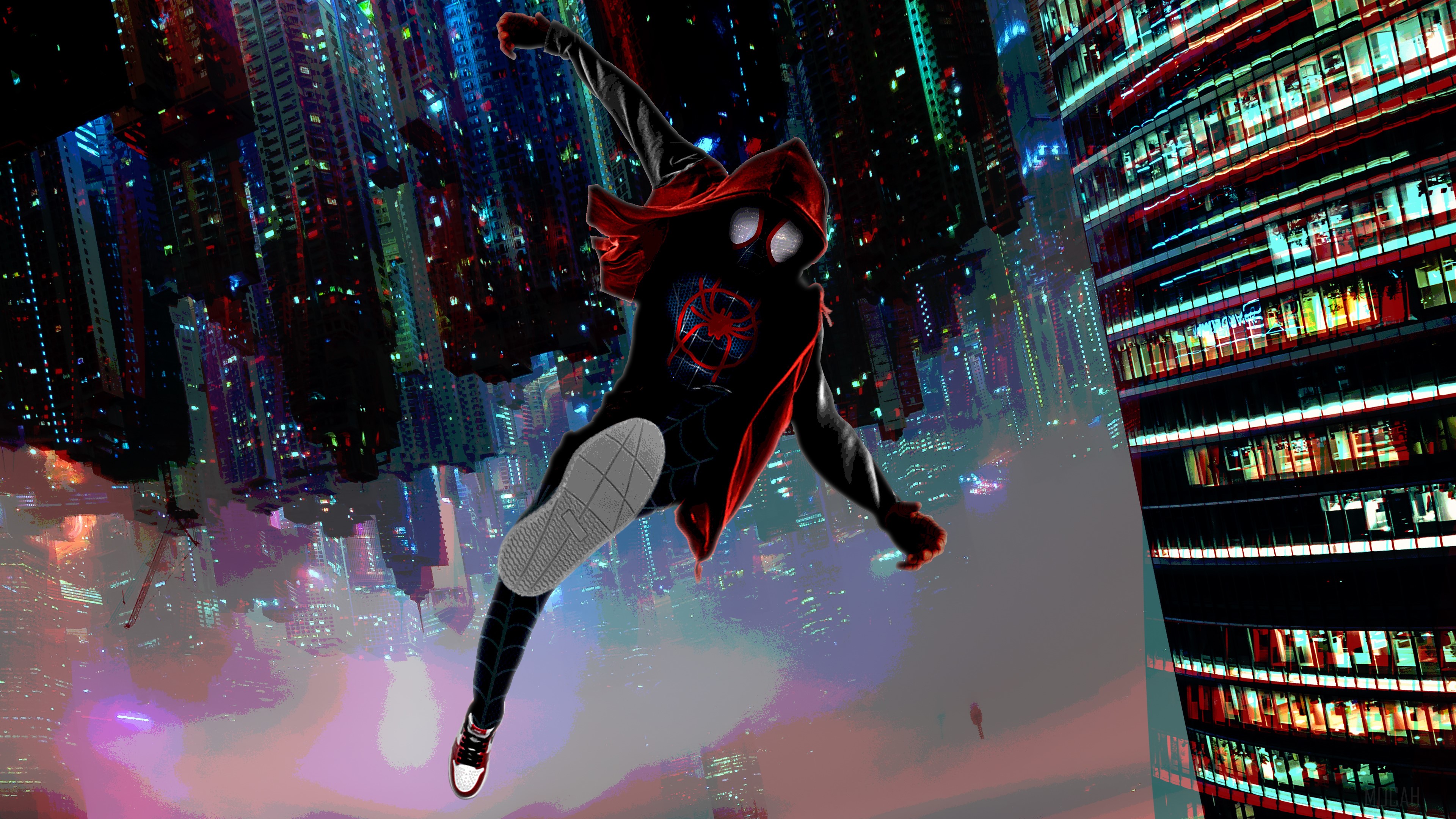 Spider-Man Miles Morales in a Cityscape 4K HD Wallpaper