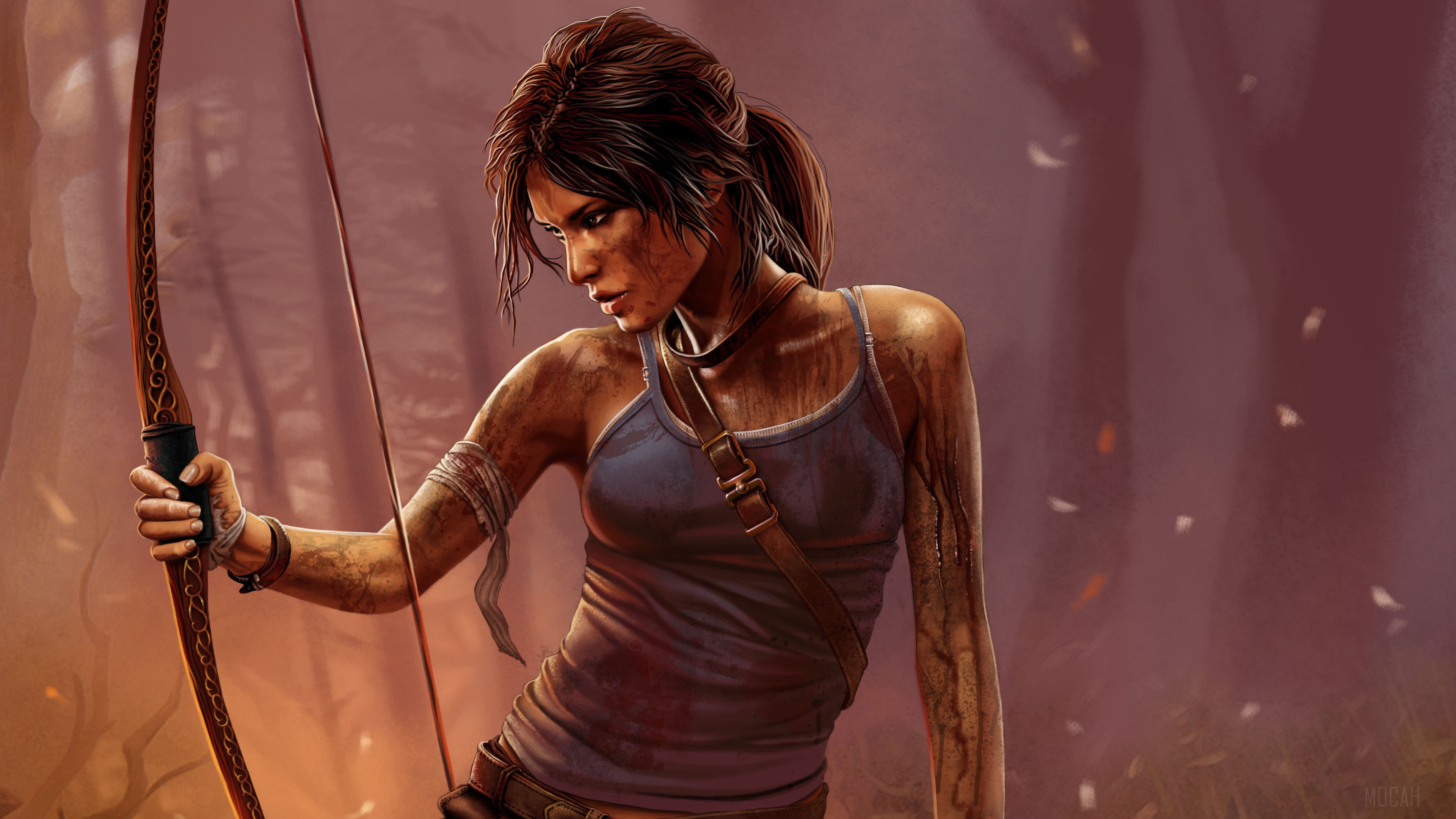 Lara Croft from Tomb Raider with bow 4K HD Wallpaper