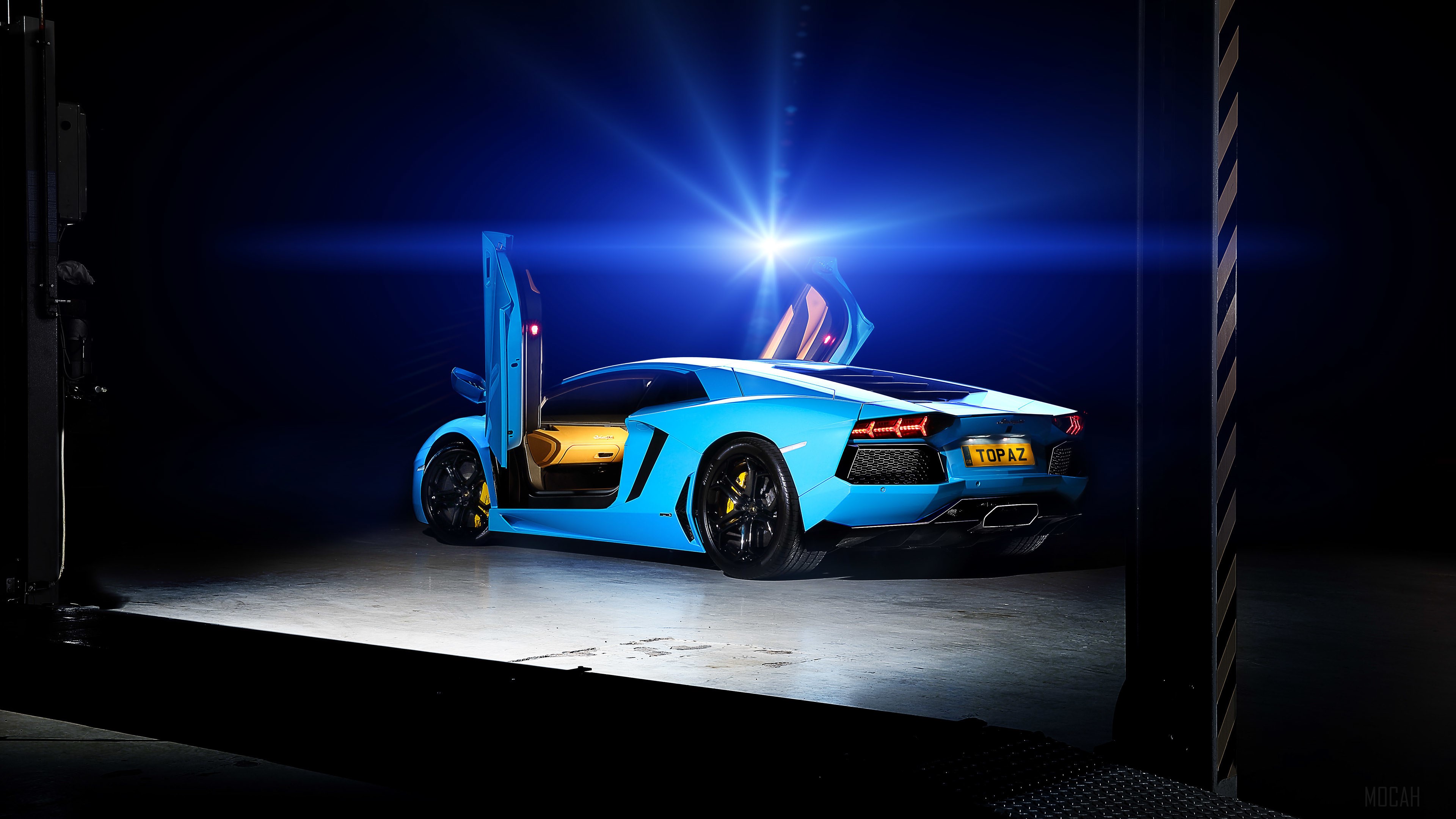 Blue Lamborghini Aventador HD Wallpaper