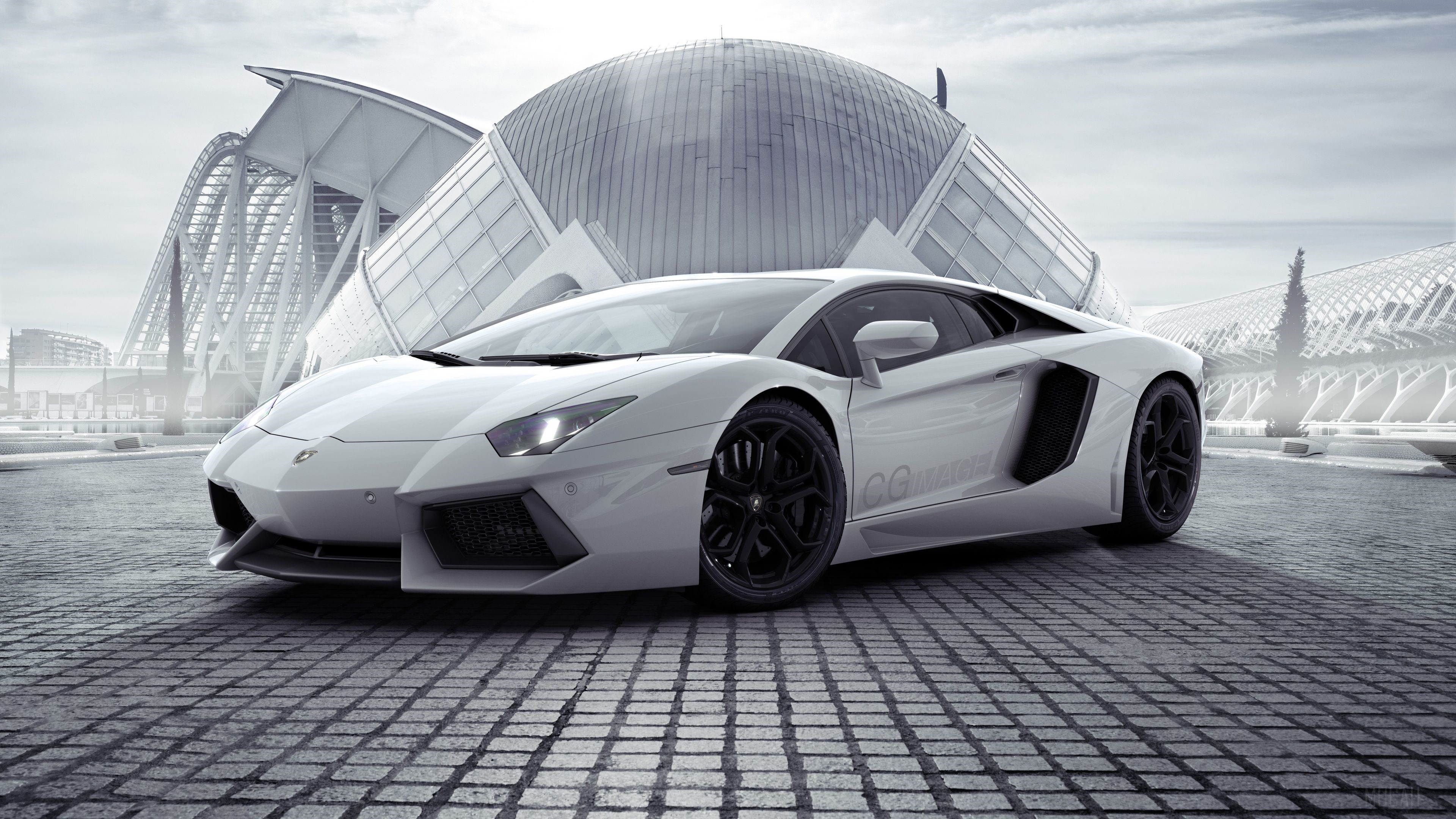White Lamborghini Aventador 4K HD Wallpaper