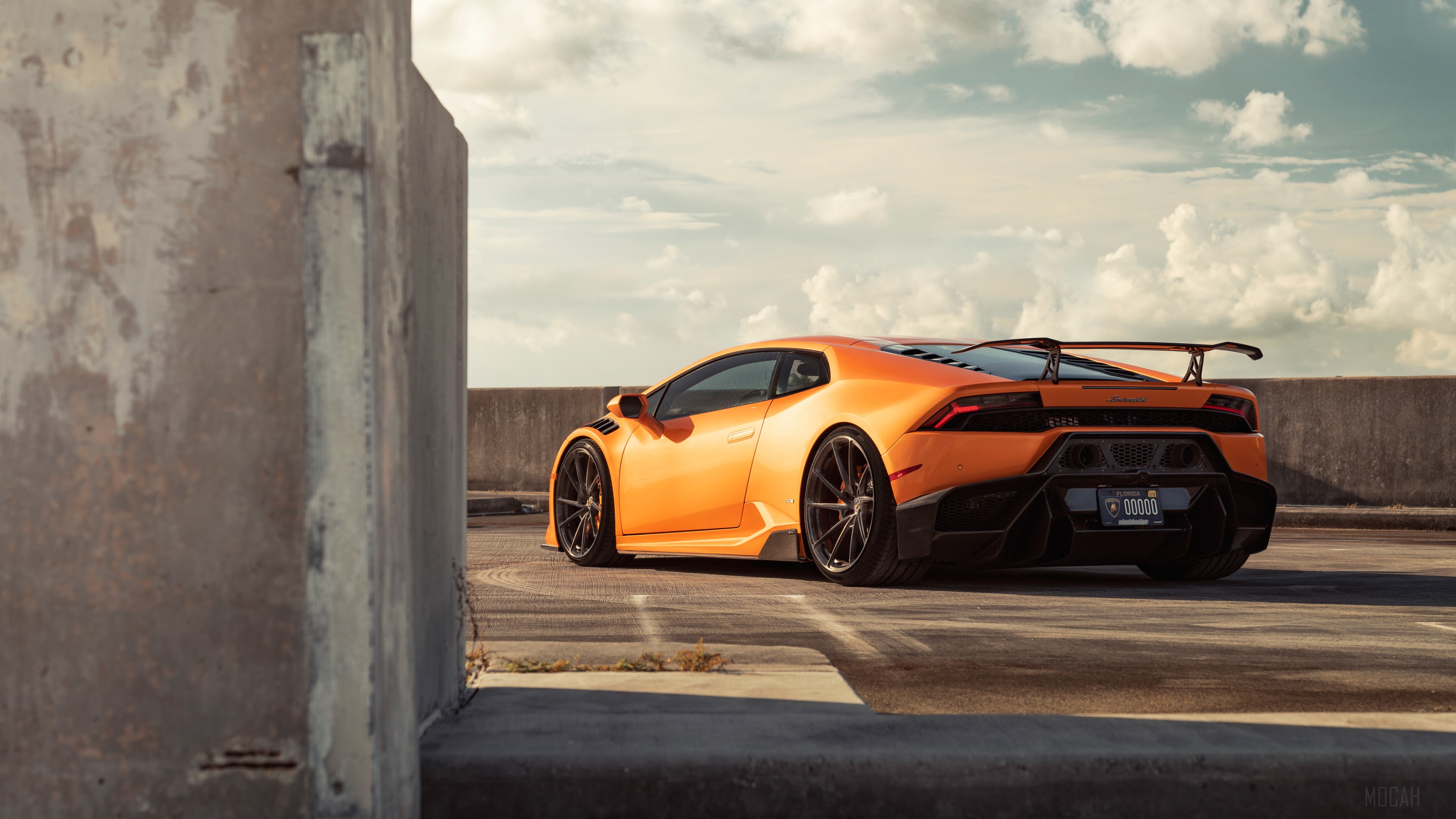 Orange Lamborghini Huracan Rear HD Wallpaper
