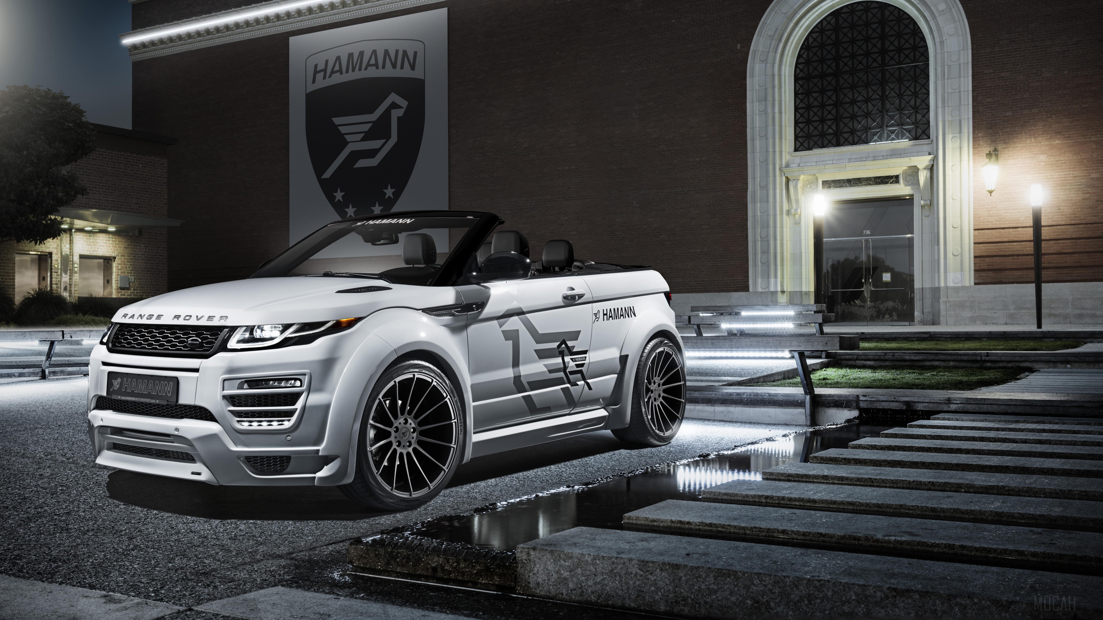 White Hamann Range Rover Evoque Convertible 4K HD Wallpaper