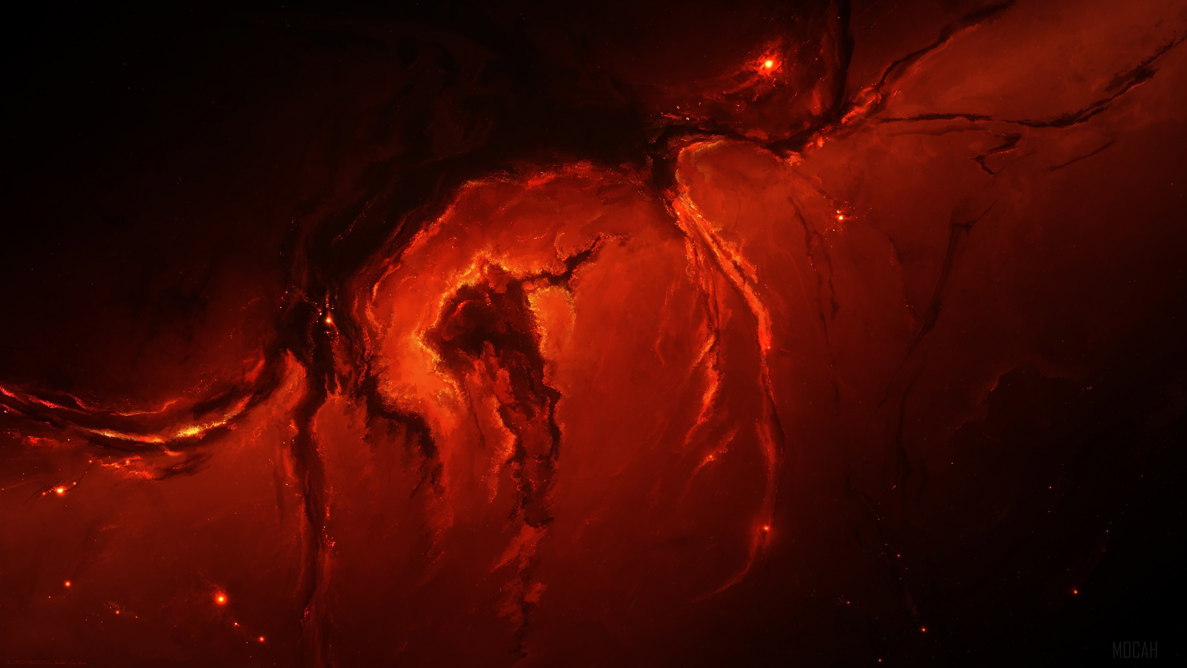 Red Nebula Space Art 4K HD Wallpaper