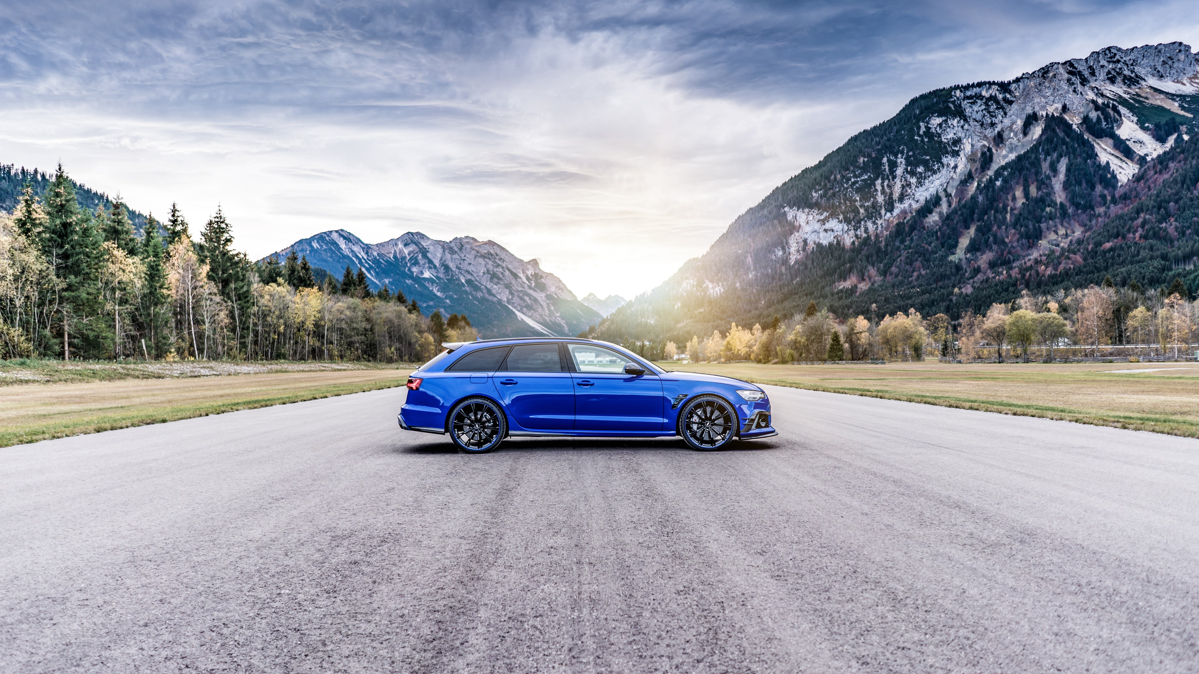 Blue Audi ABT RS 6 Avant in mountains HD Wallpaper