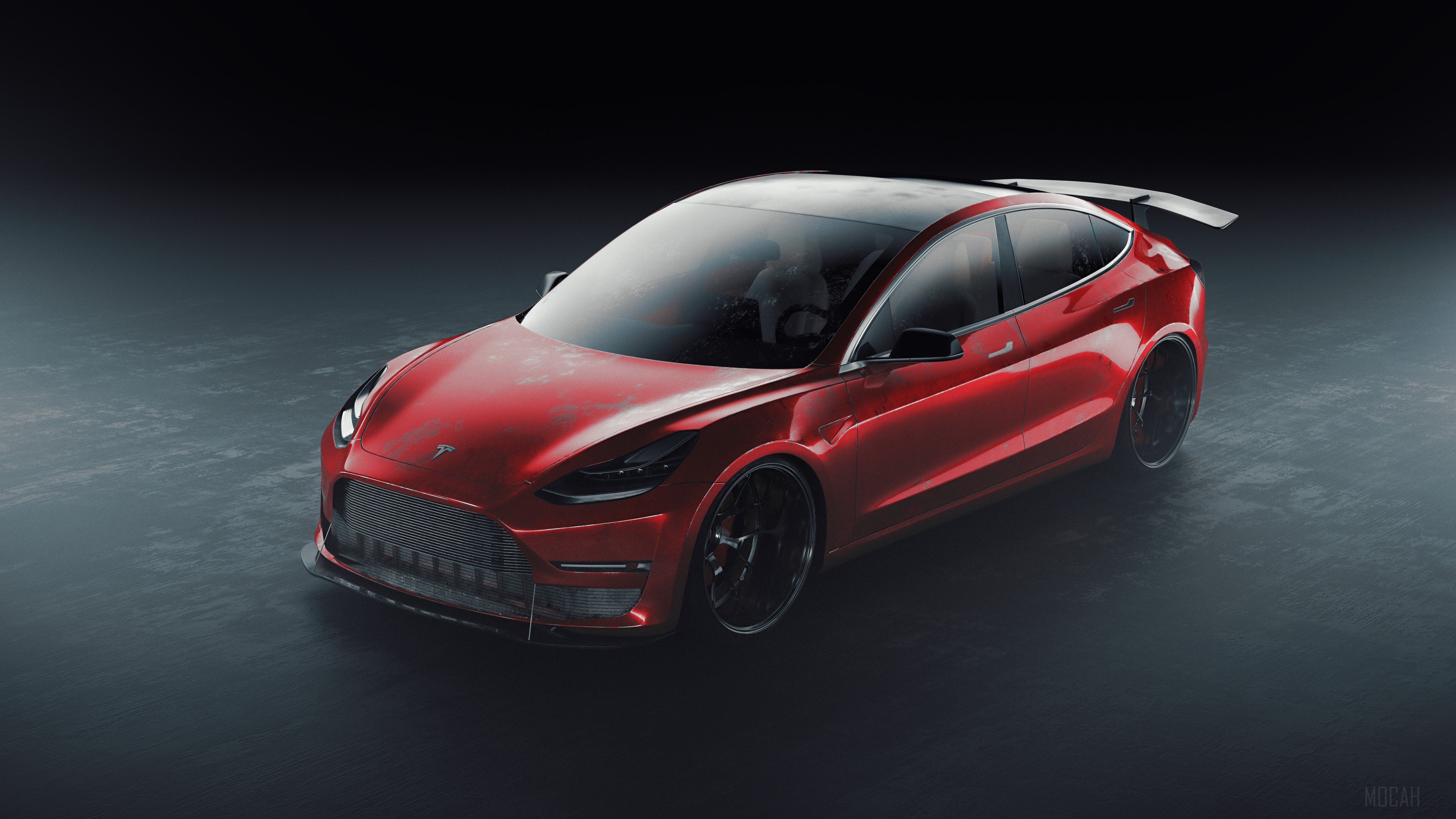 Red Tesla Sport 4K HD Wallpaper