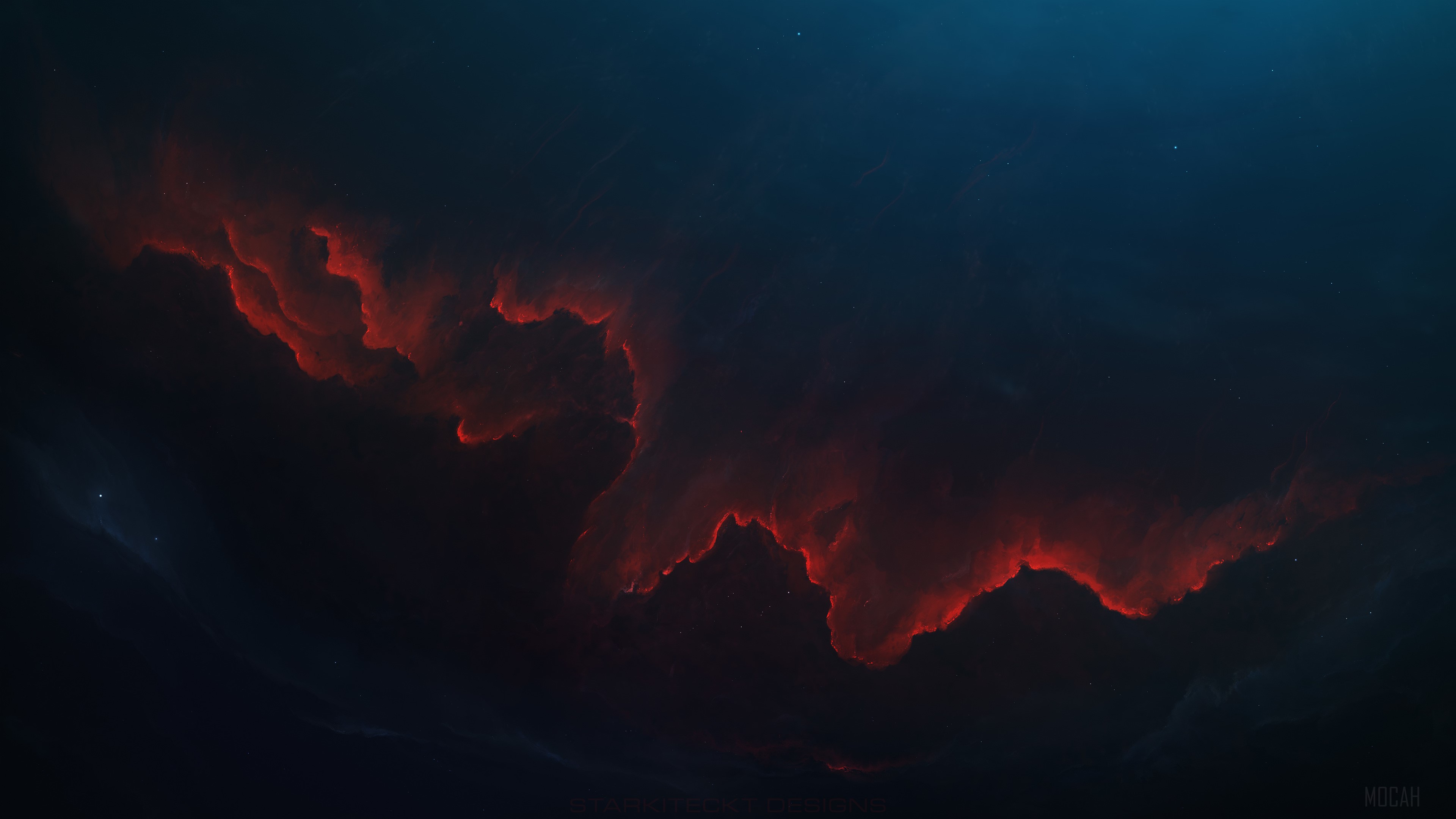 Red Nebula Landscape 4K HD Wallpaper