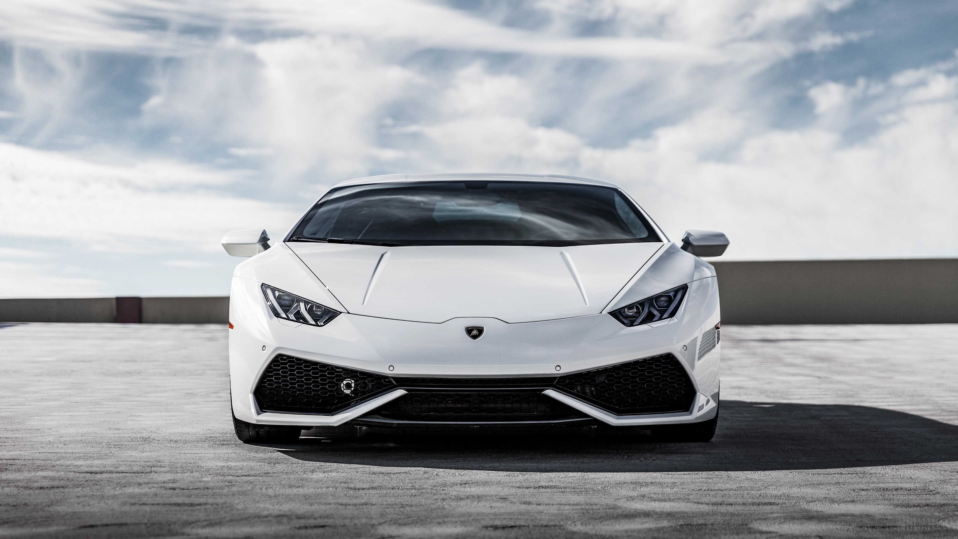 White Lamborghini Huracan 4K Front View HD Wallpaper