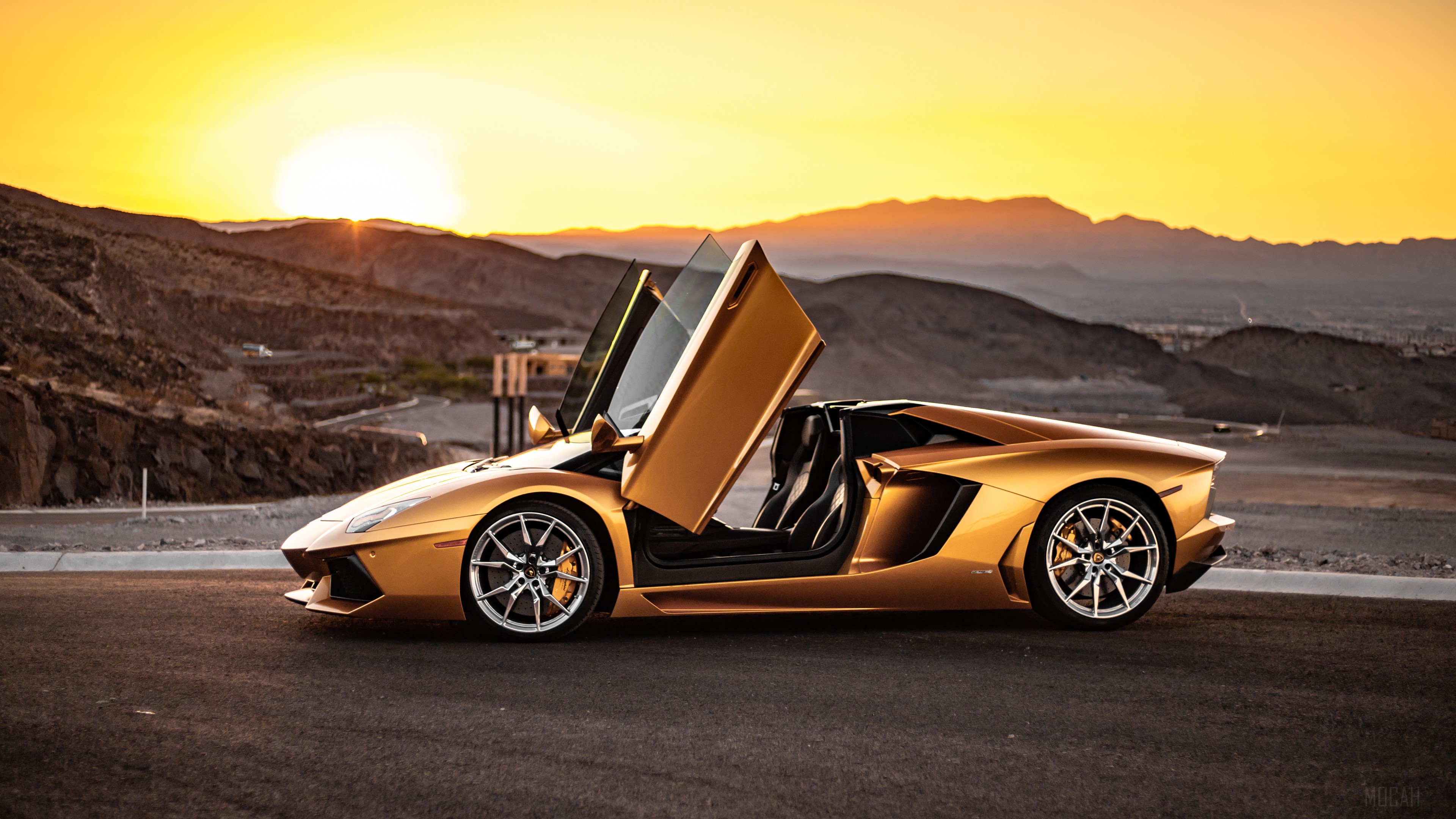 Gold Lamborghini Aventador Roadster 4K HD Wallpaper