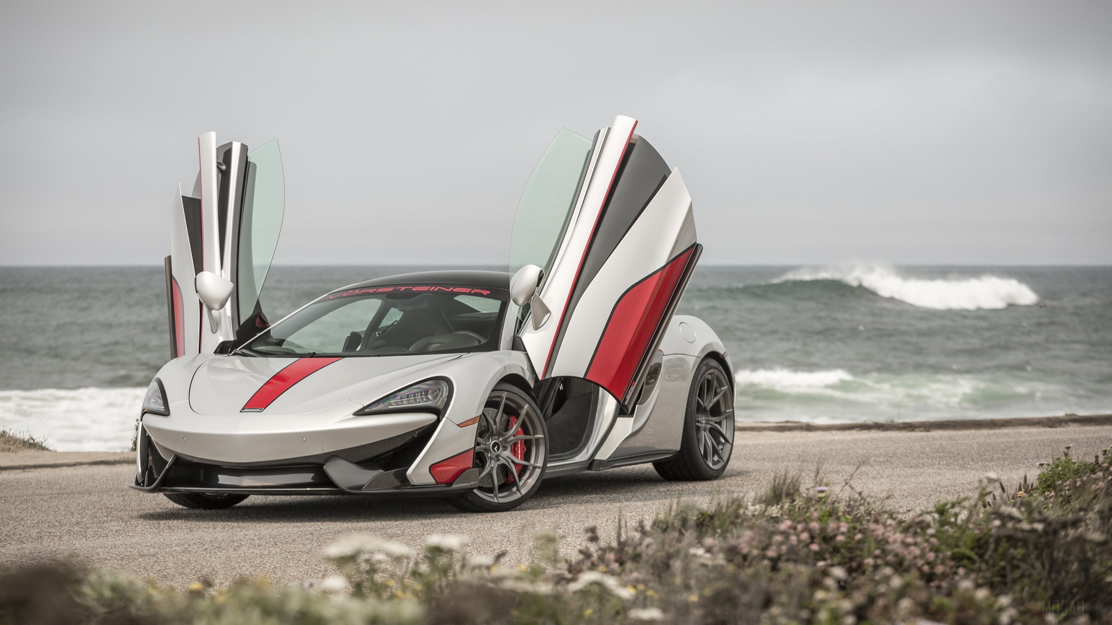 Custom Gray McLaren 570S With Vertical Doors HD Wallpaper