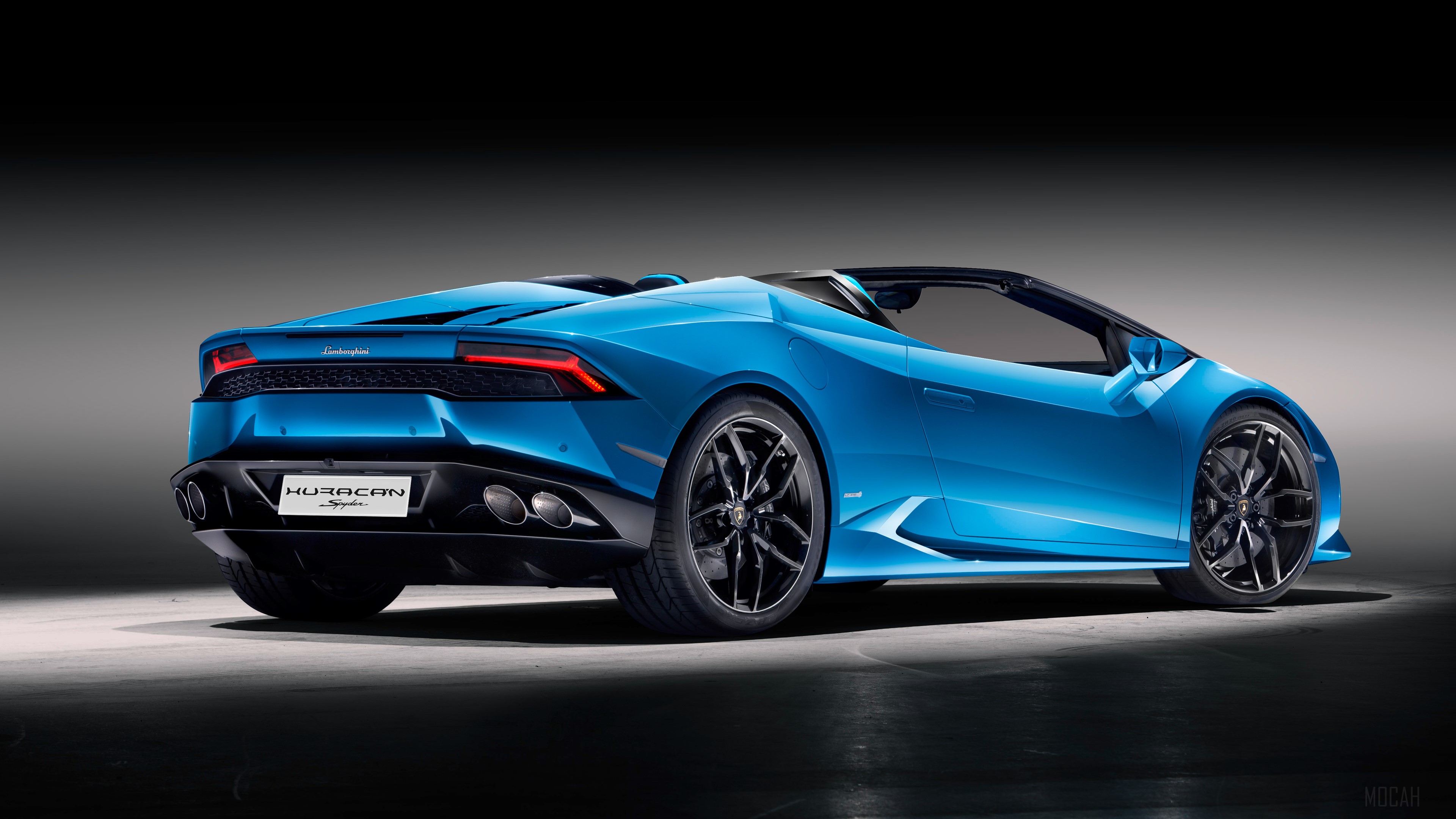Blue Lamborghini Huracan Spyder Convertible Rear 4K HD Wallpaper