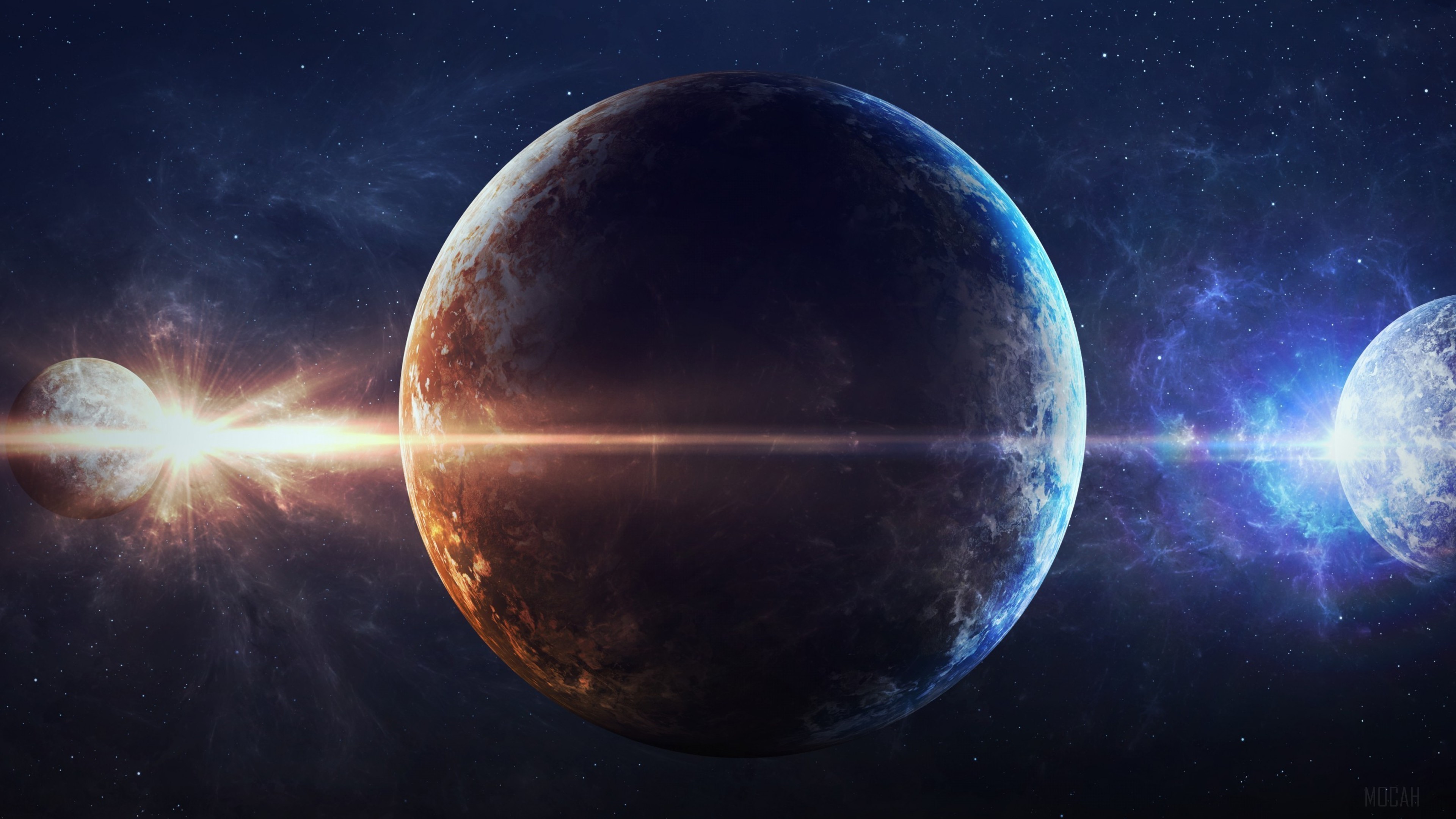 Planets in space with nebulae 4K HD Wallpaper