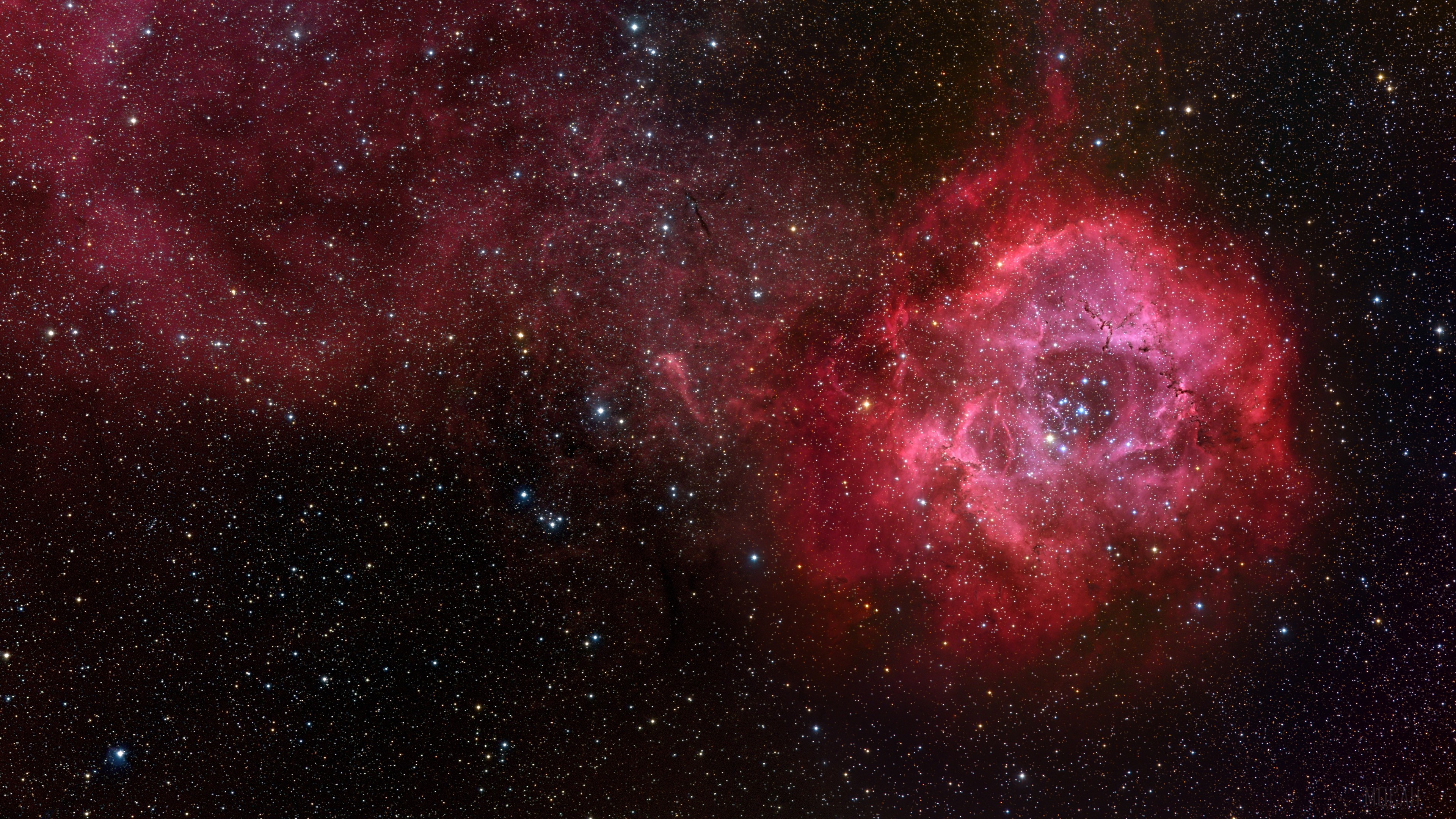 Rosette Nebula in the night sky 4K HD Wallpaper