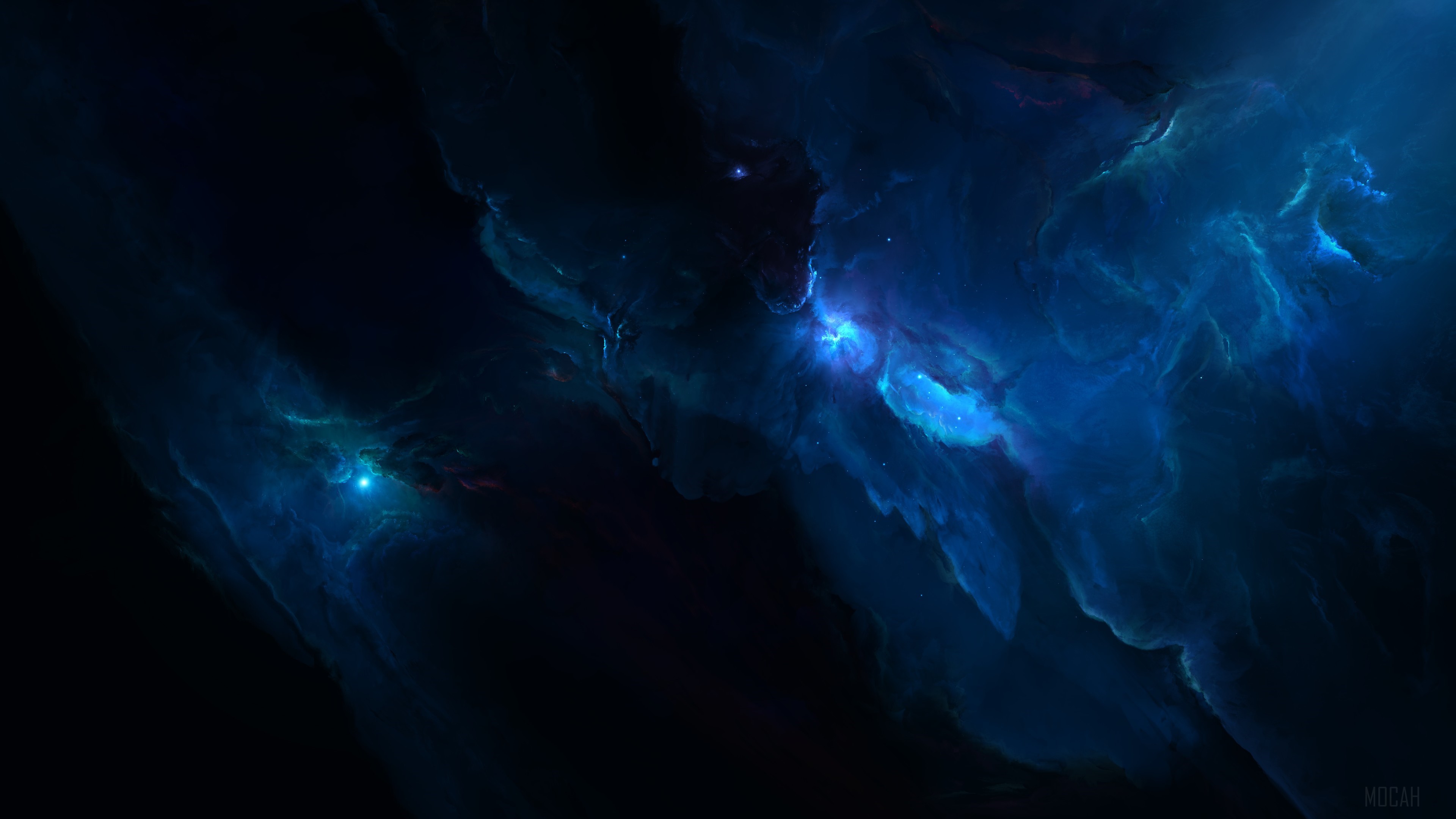 Blue Nebula and Stars 4K HD Wallpaper