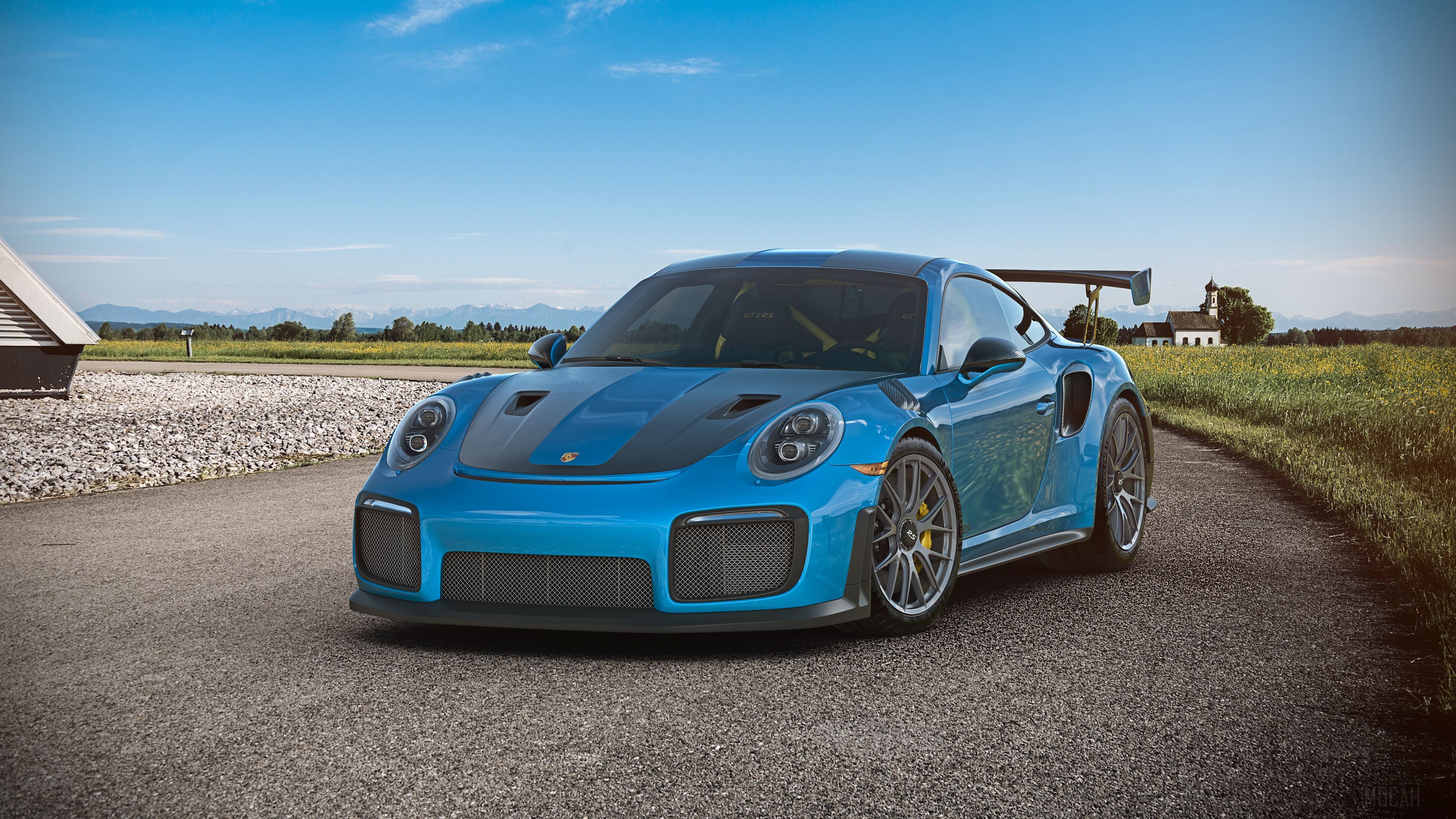 Blue Porsche GT2 RS 4K HD Wallpaper