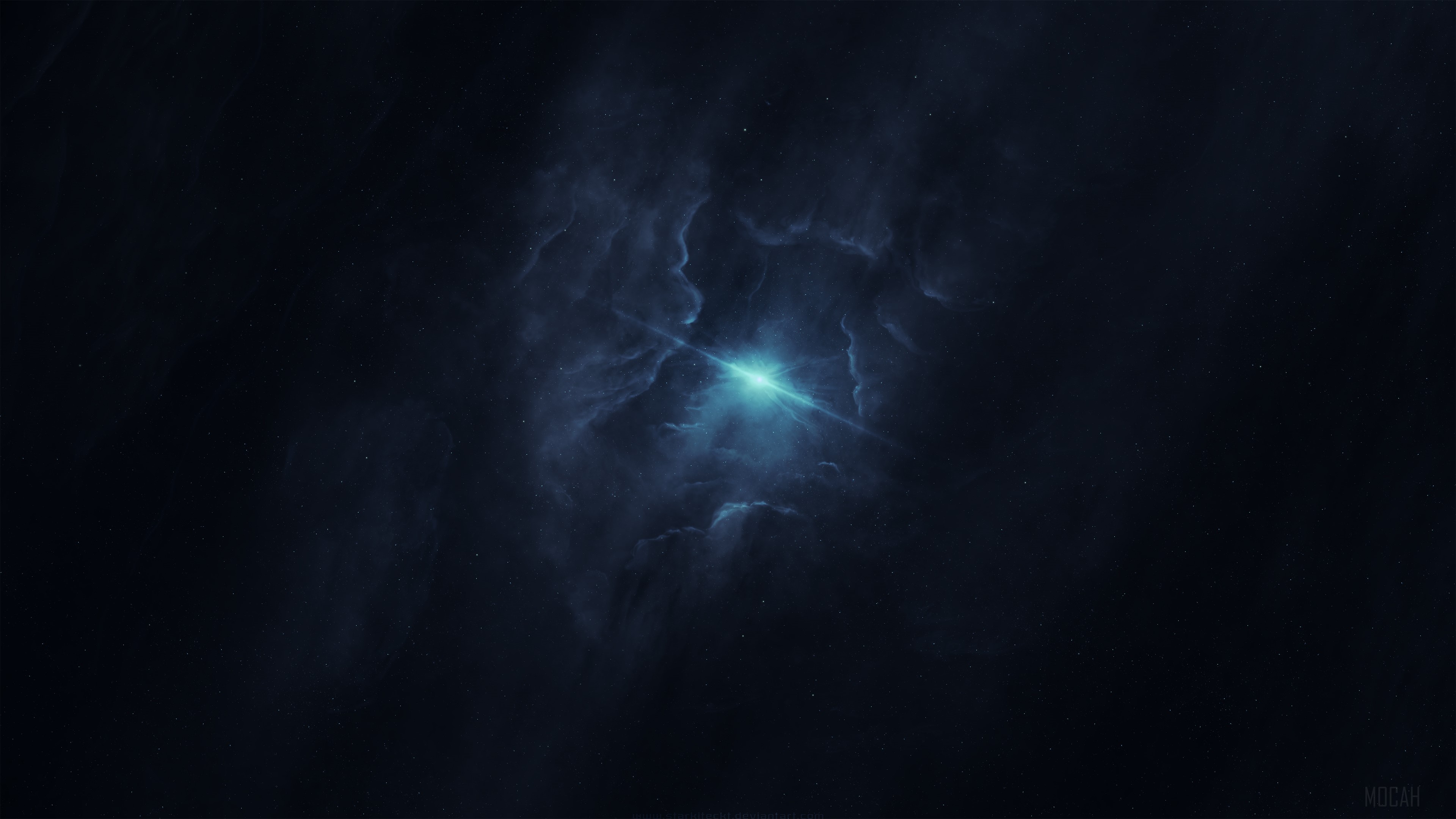 Bright star in a dark nebula 4K HD Wallpaper