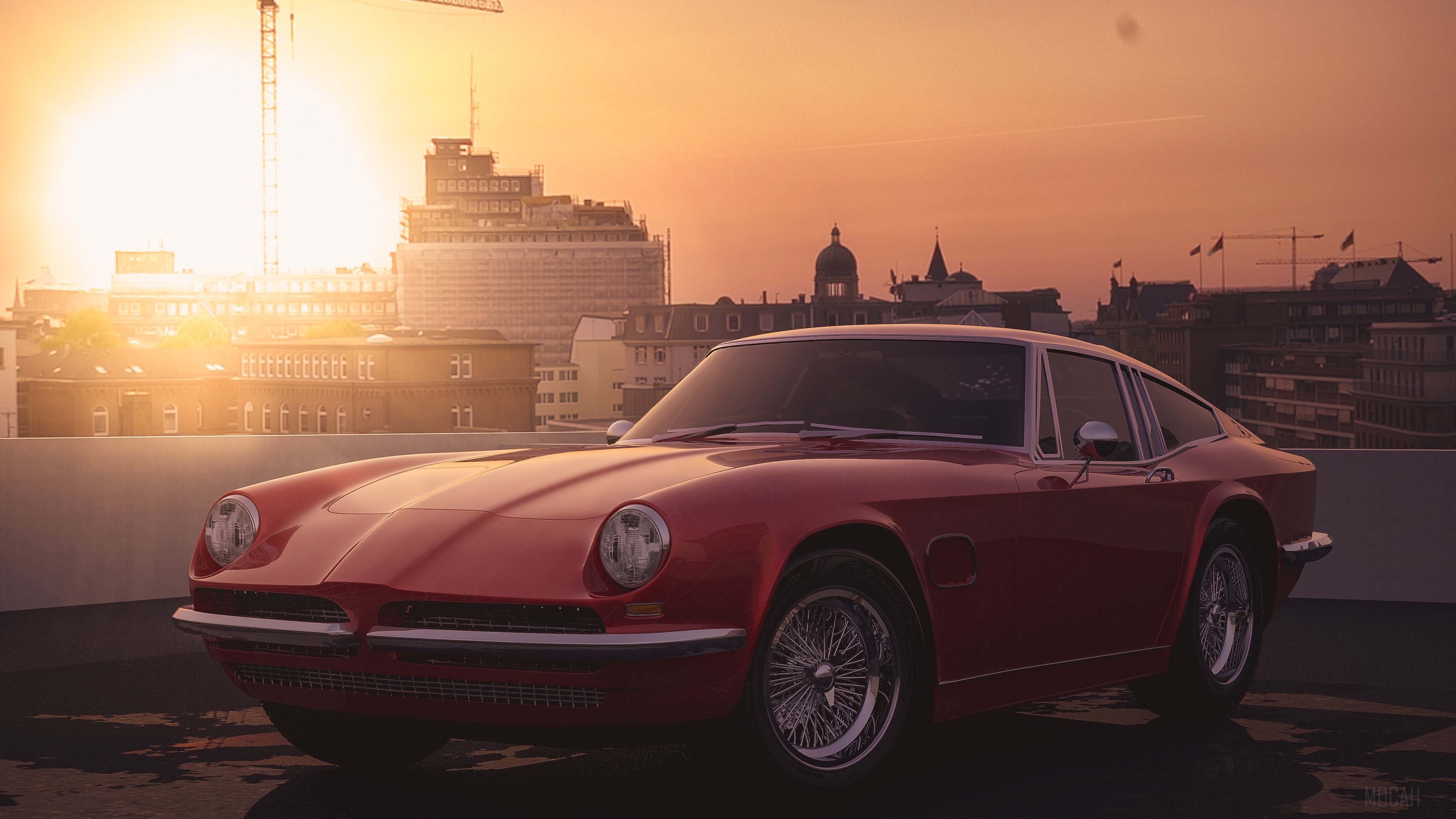 Red AC 428 Coupe 4K HD Wallpaper