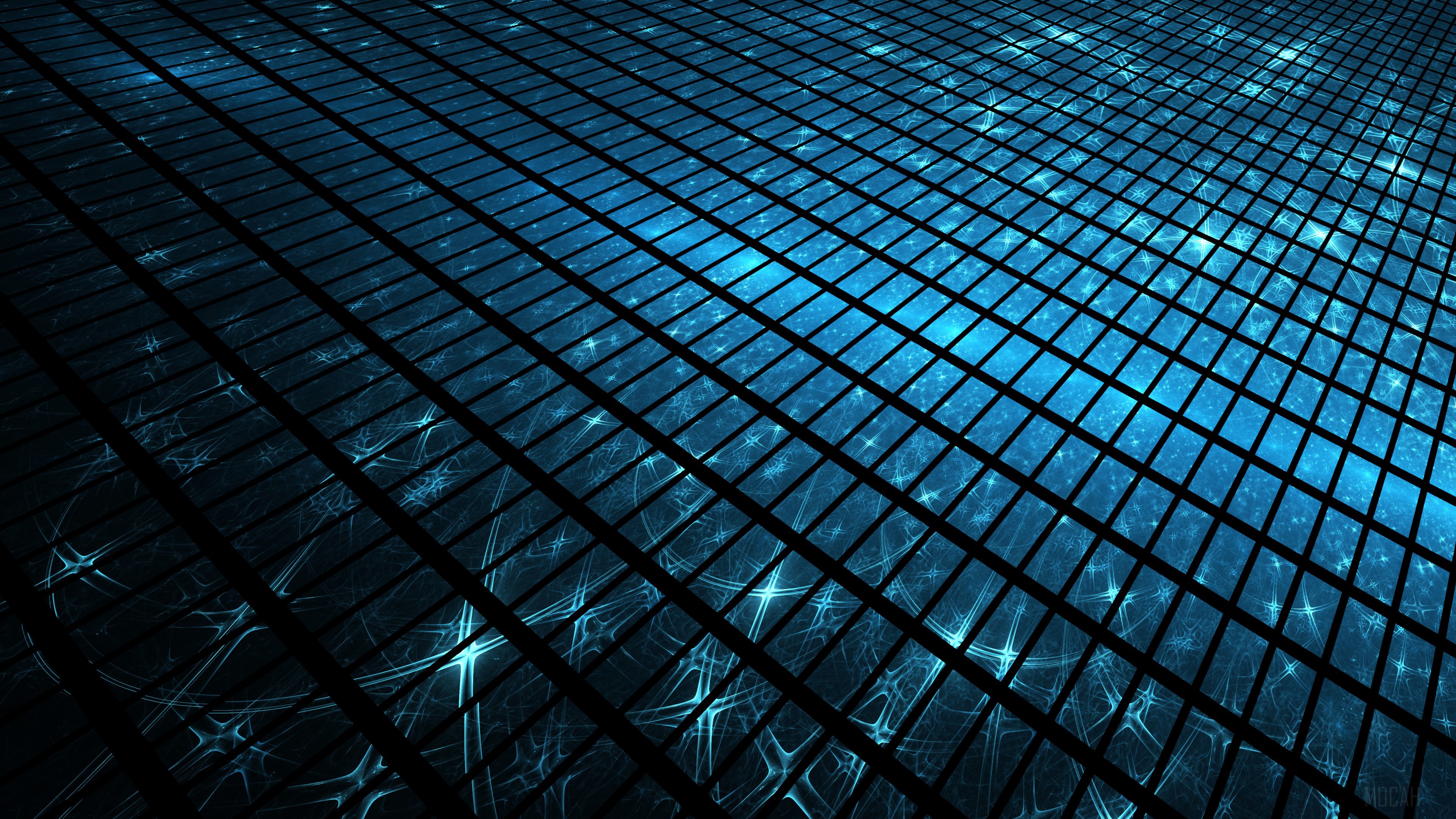 Abstract Geometric Grid with Blue Light HD Wallpaper