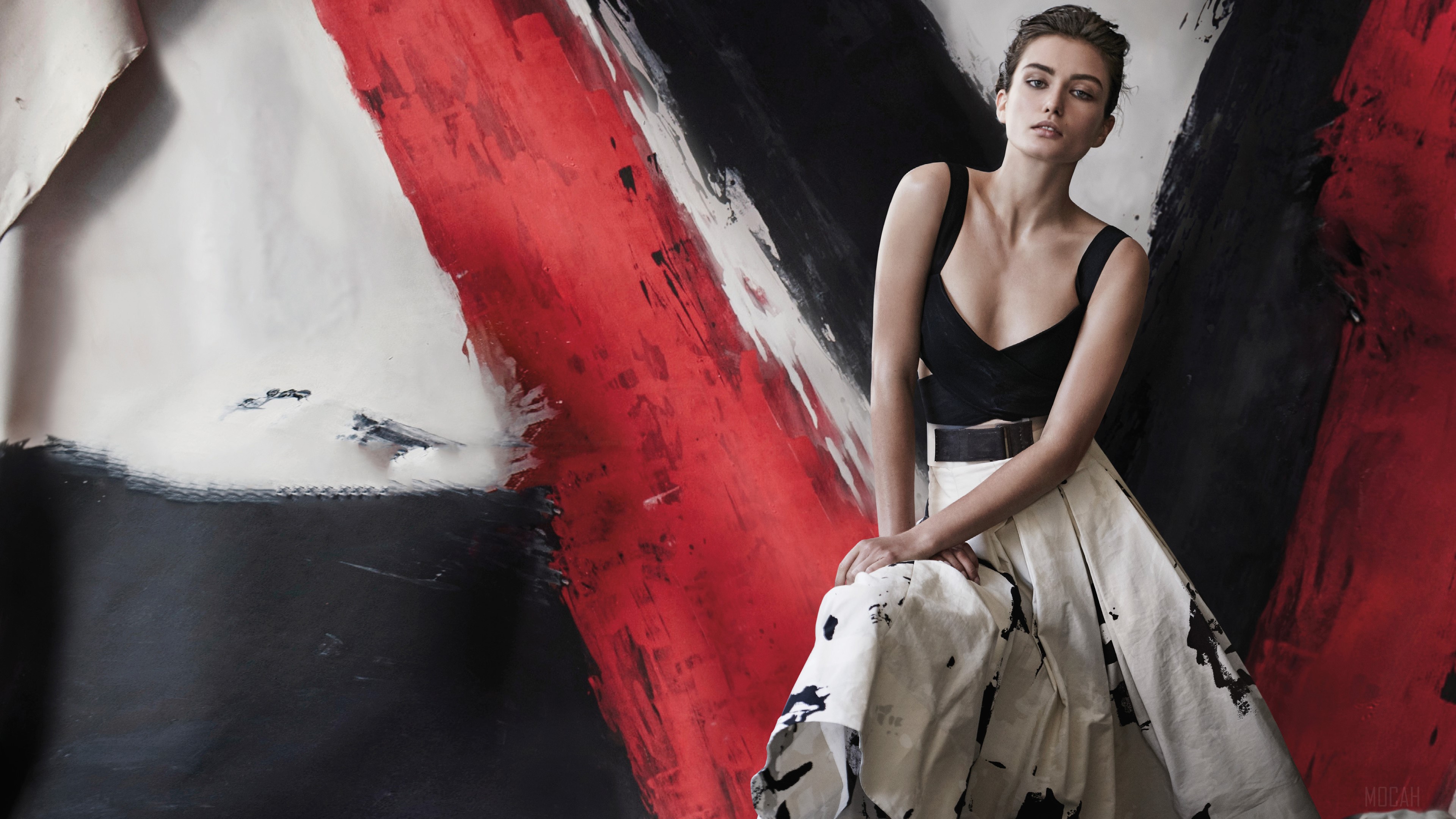 Andreea Diaconu in abstract art 4K HD Wallpaper