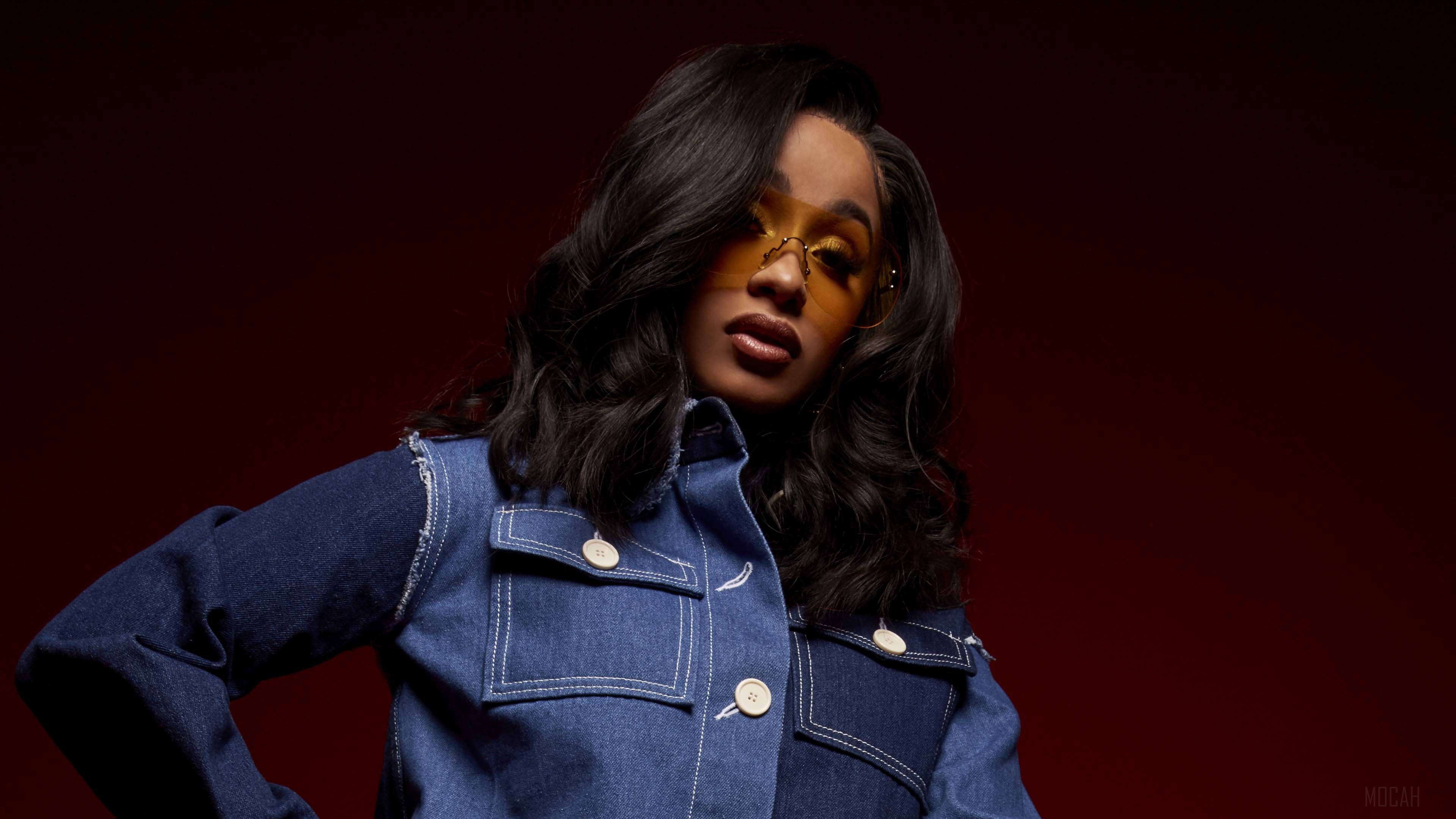 Cardi B in denim jacket and sunglasses HD Wallpaper