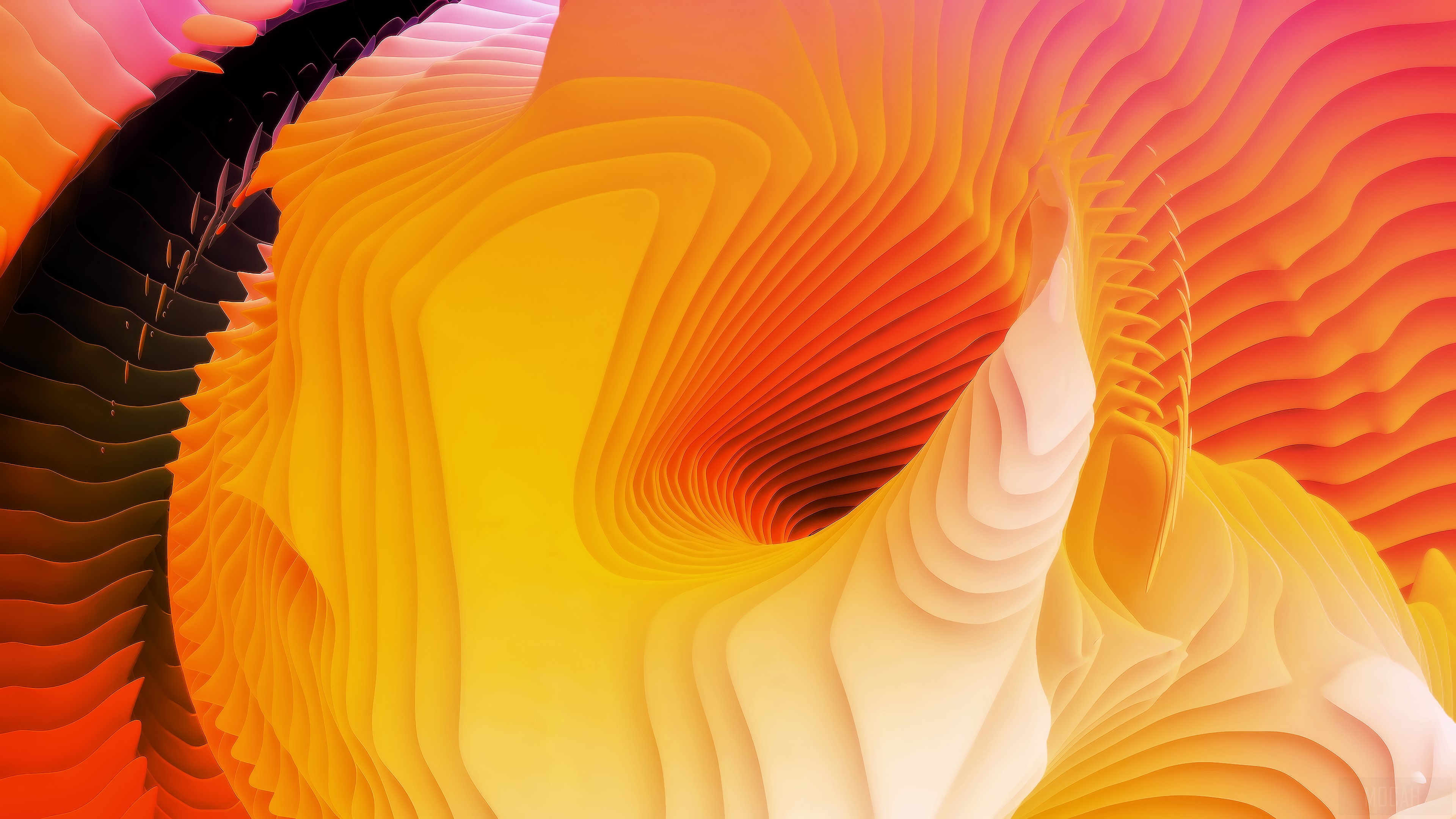 Abstract 3D layered forms in warm colors 4K HD Wallpaper