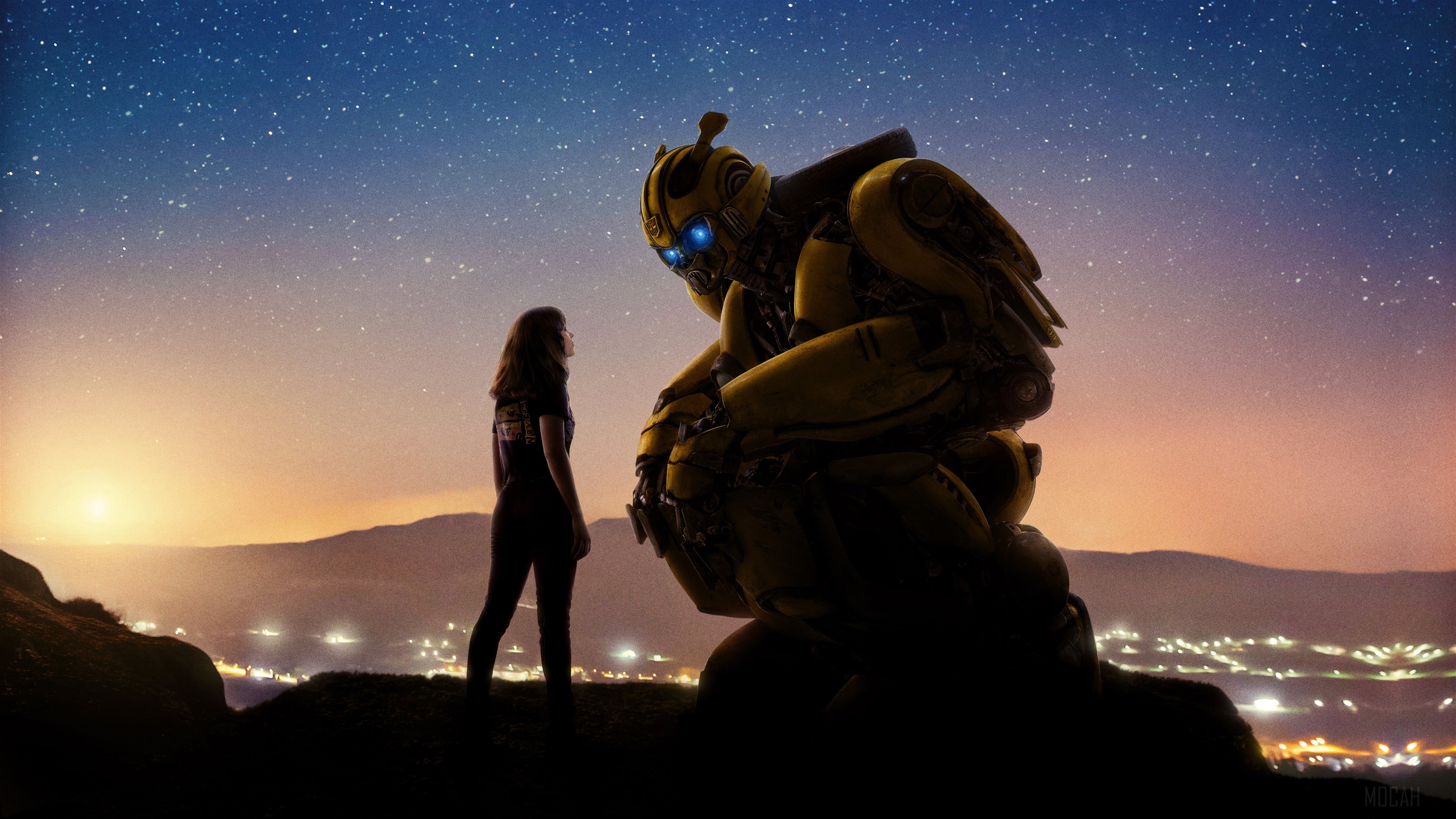 Bumblebee and Hailee Steinfeld from Bumblebee Movie 4K HD Wallpaper
