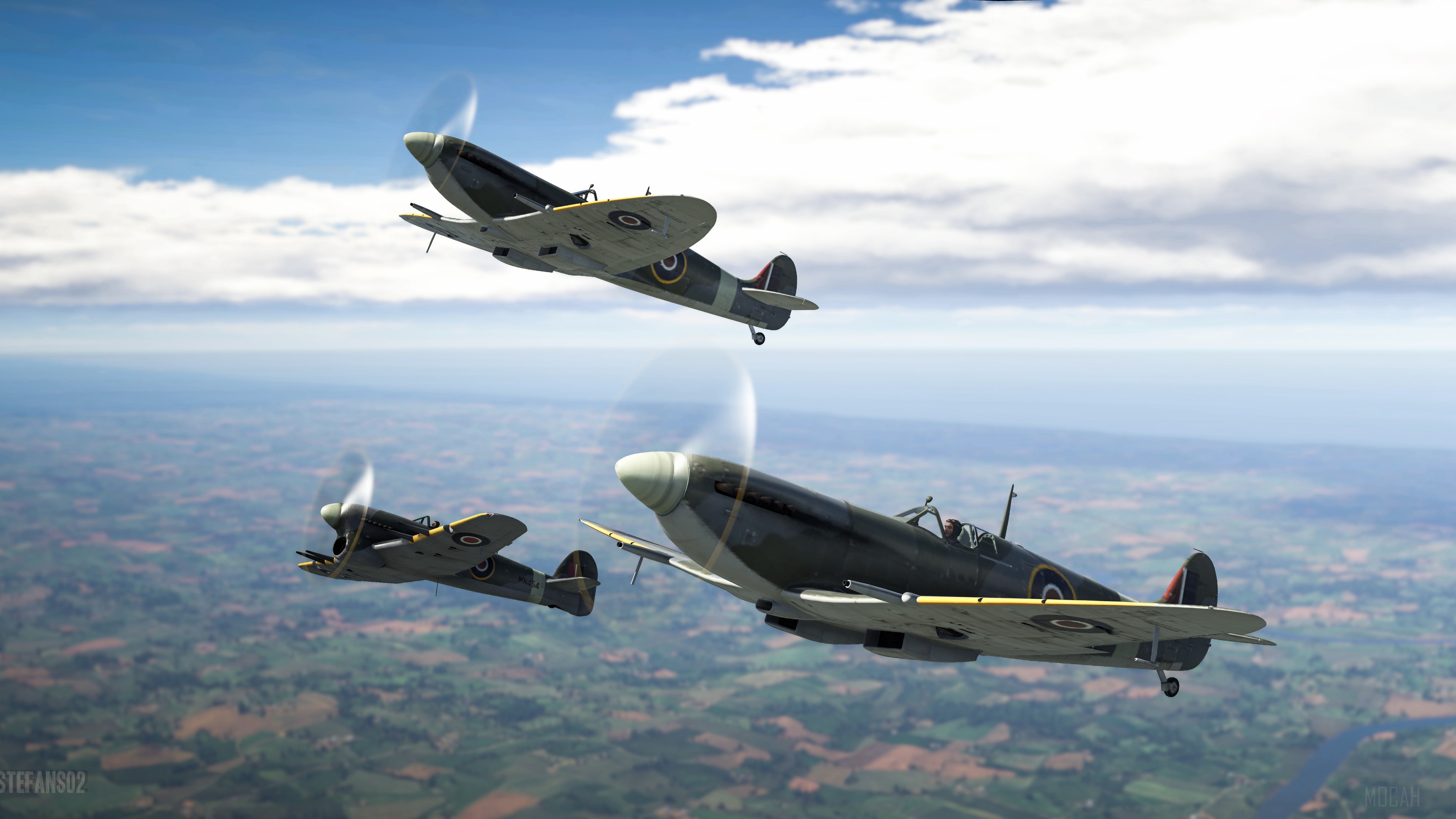 War Thunder 4K Spitfire Aircraft Formation HD Wallpaper