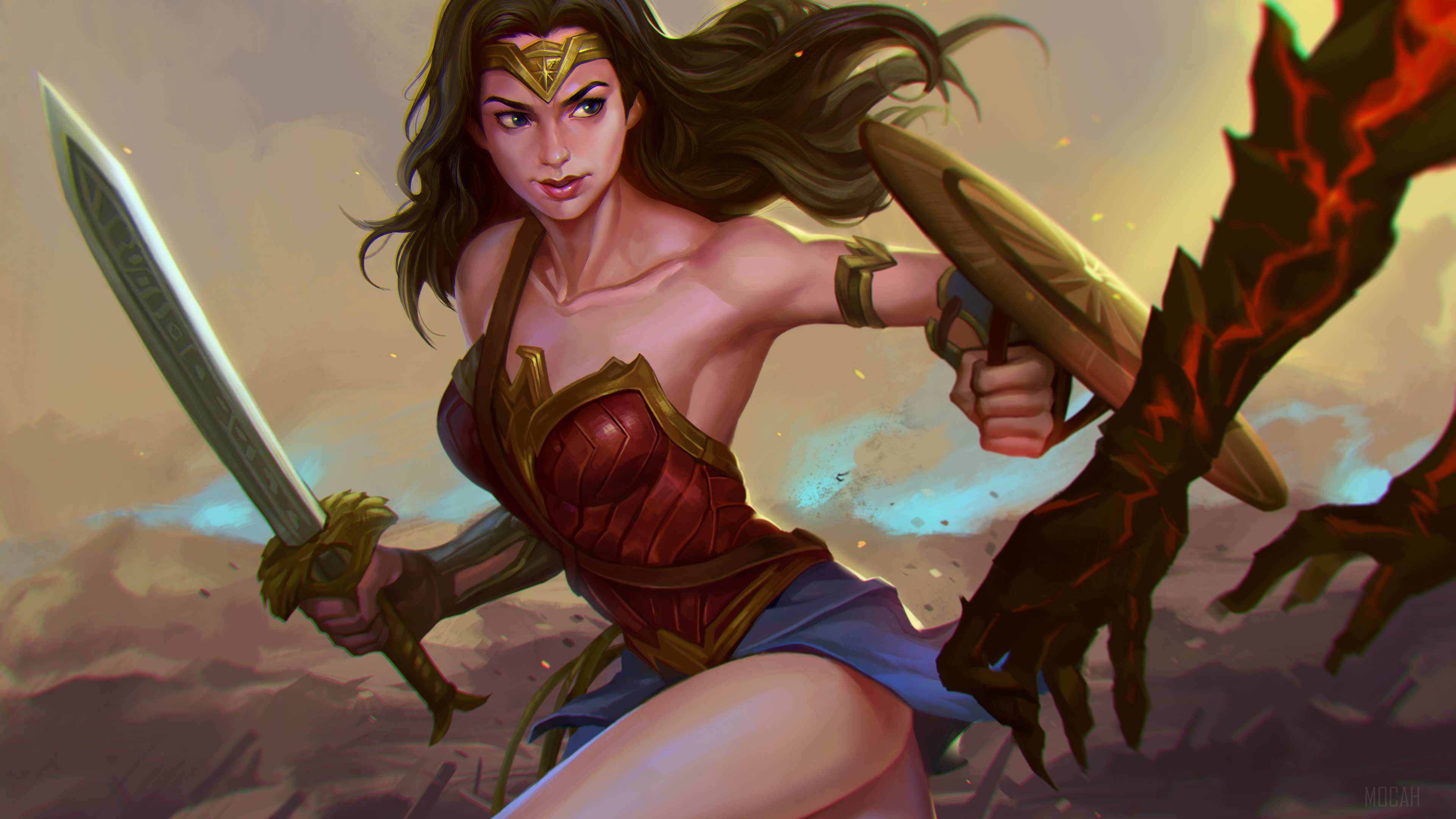 Wonder Woman in battle 4K HD Wallpaper