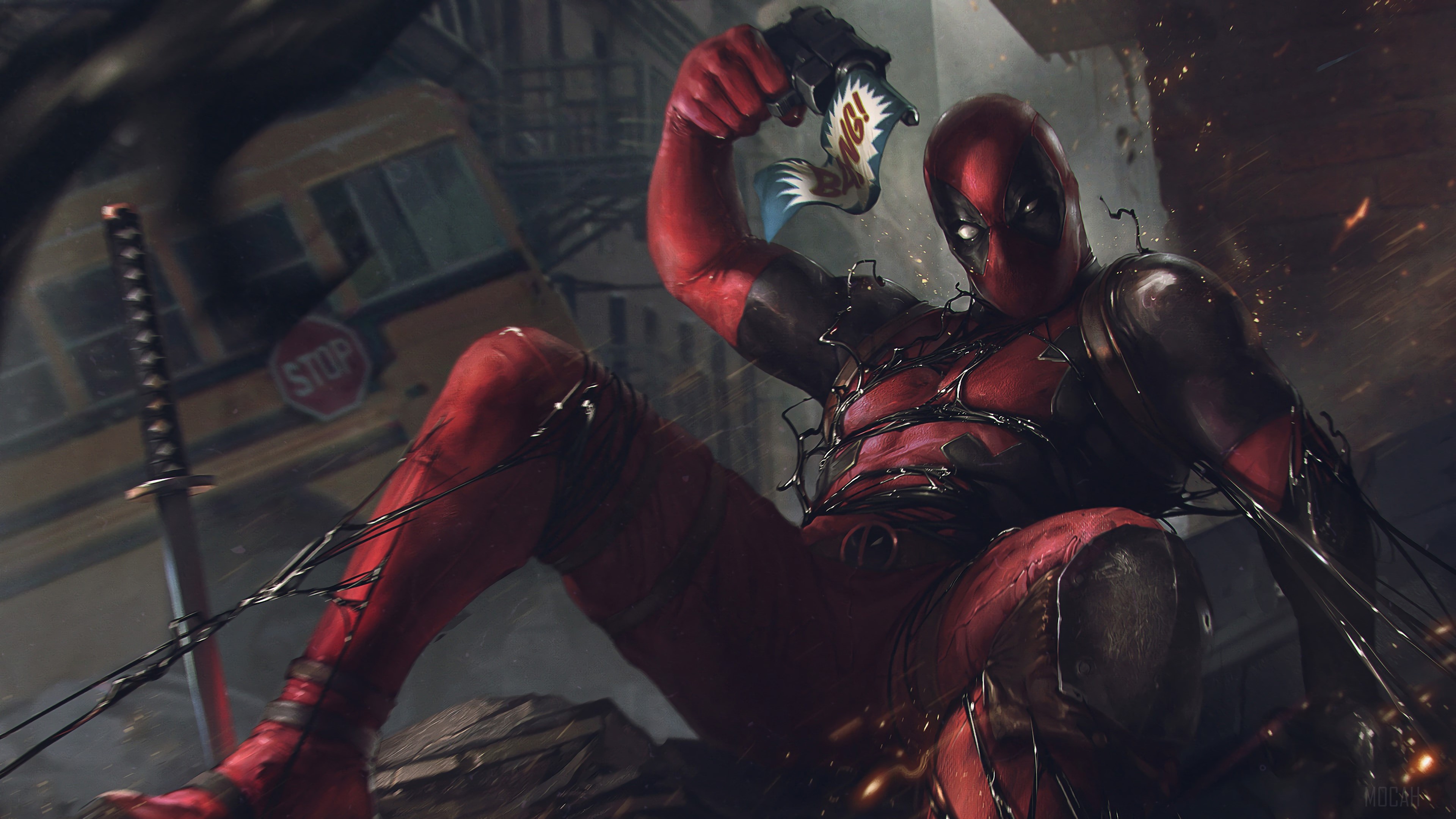 Deadpool with Venom Symbiote from Marvel Comics 4K HD Wallpaper