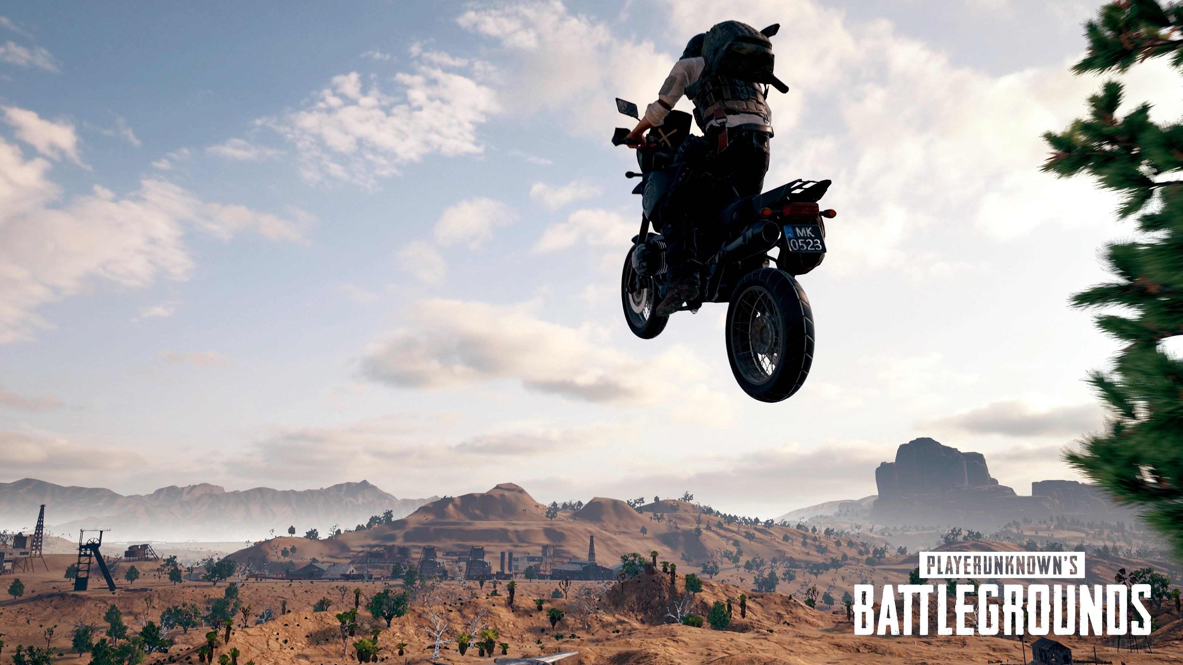 PlayerUnknown's Battlegrounds motorcycle jump 4K HD Wallpaper