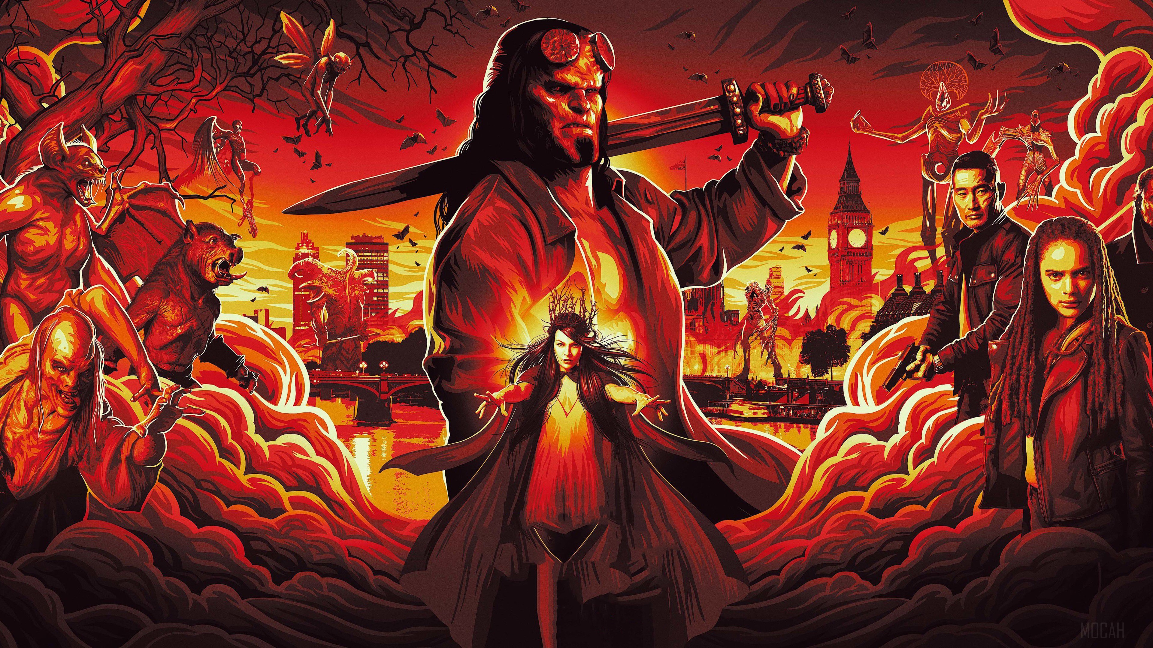 Hellboy and allies in London 4K HD Wallpaper