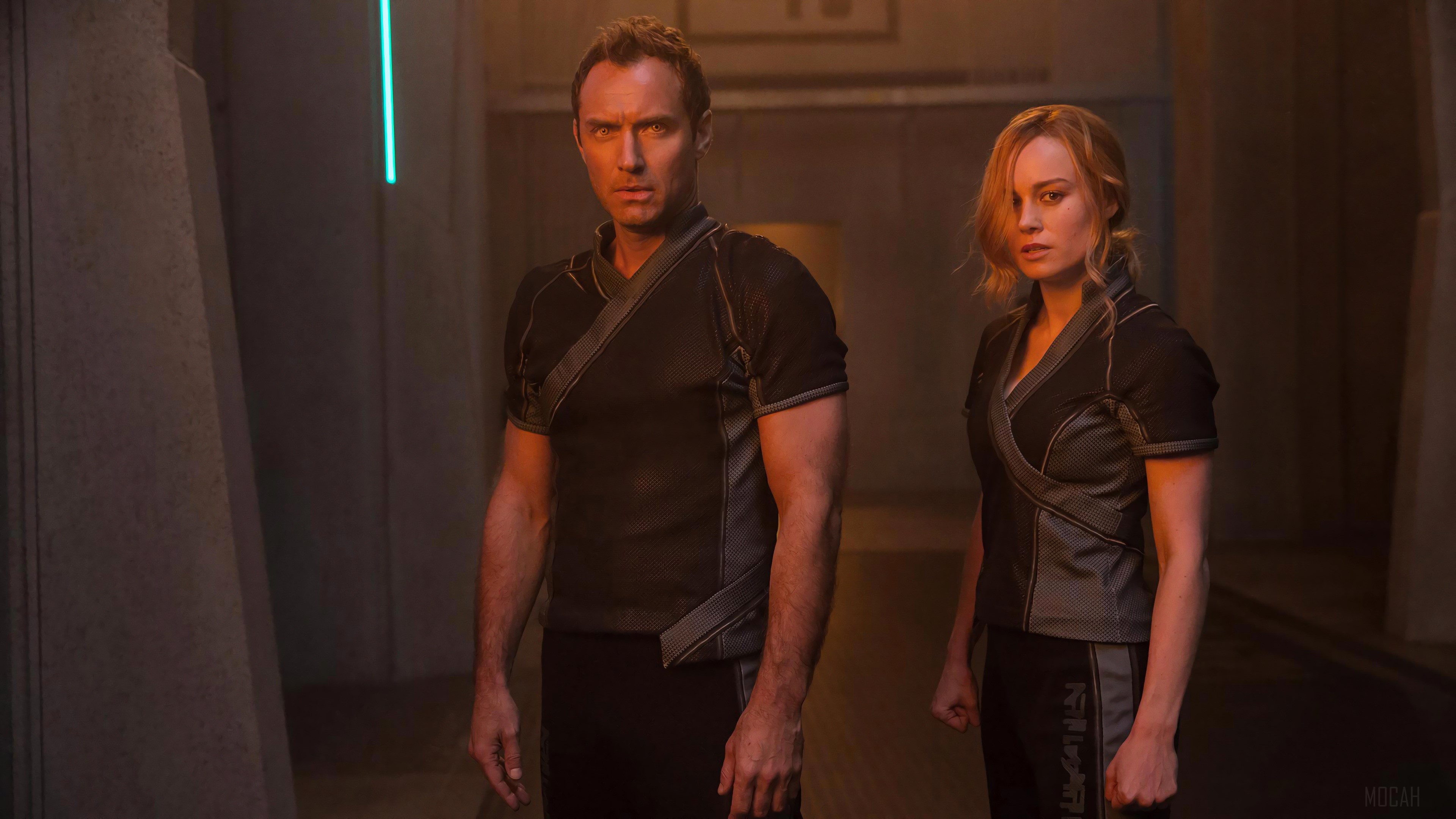 Jude Law and Brie Larson from Captain Marvel 4K HD Wallpaper