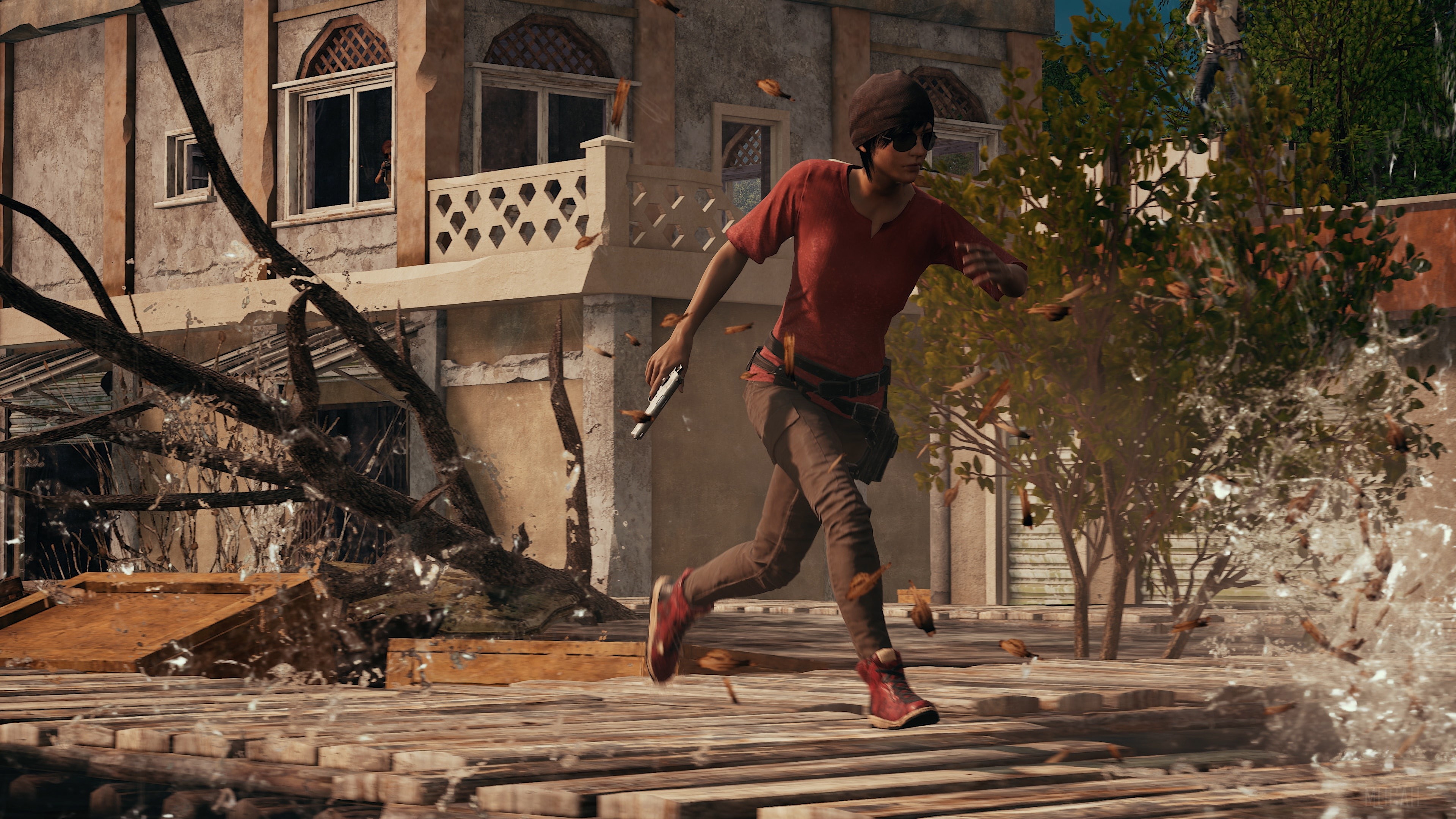 PlayerUnknown's Battlegrounds character running with gun 4K HD Wallpaper
