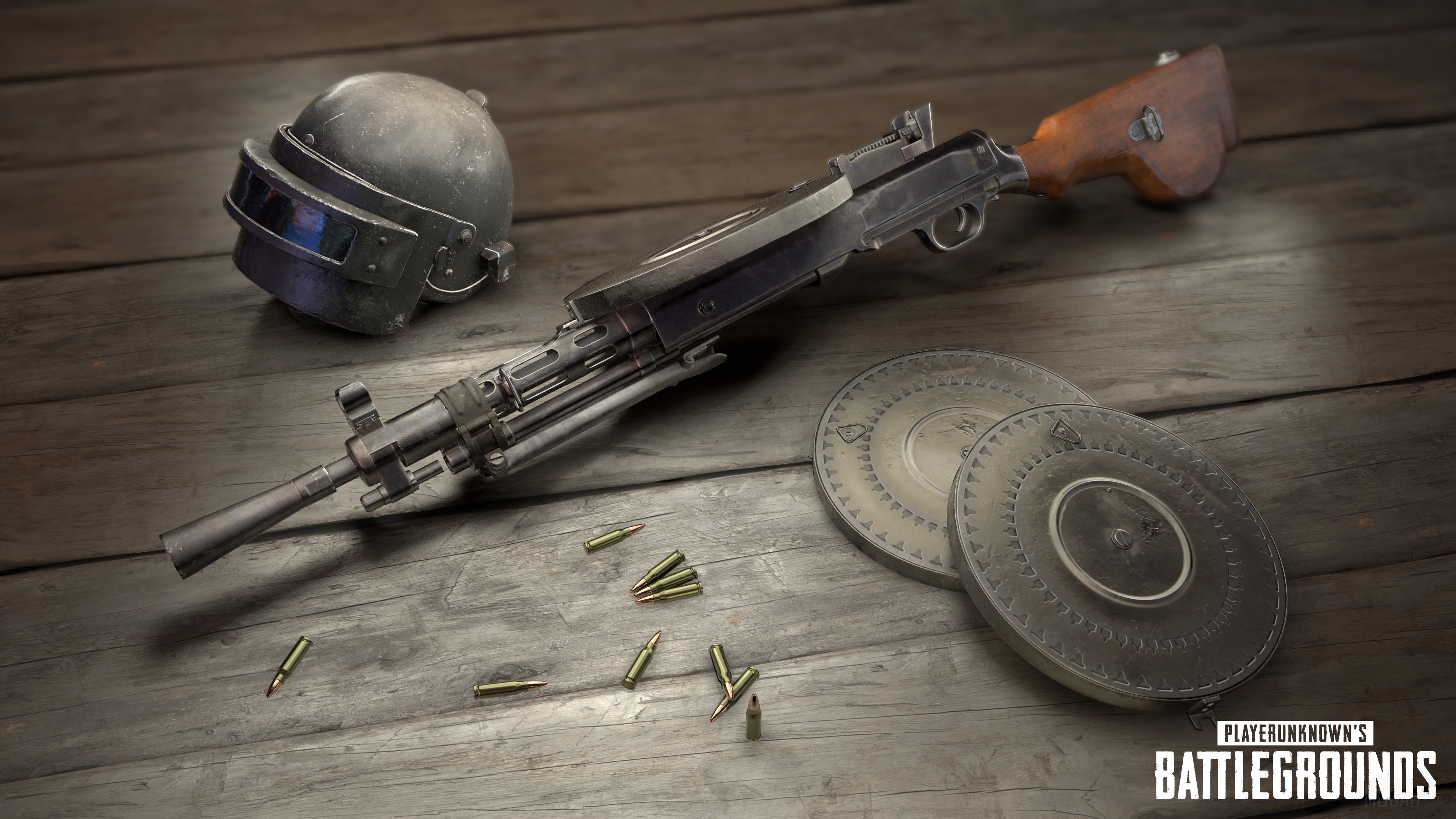 PlayerUnknown's Battlegrounds weapons and helmet 4K HD Wallpaper