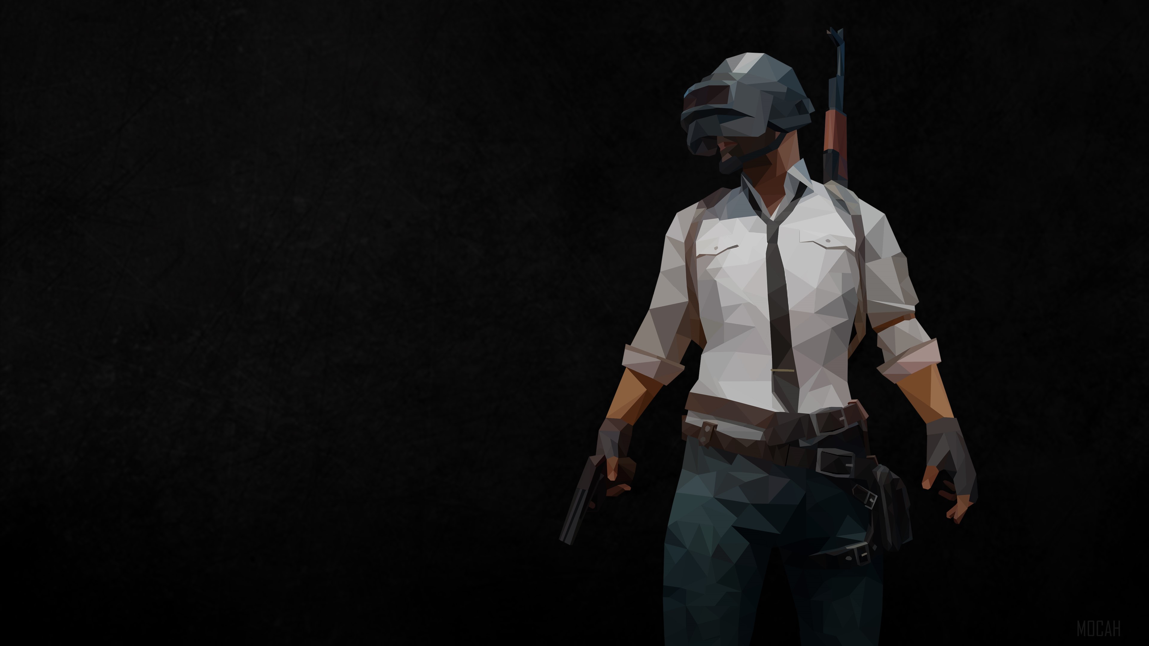 PUBG Polygon Art Character with Gun and Rifle HD Wallpaper