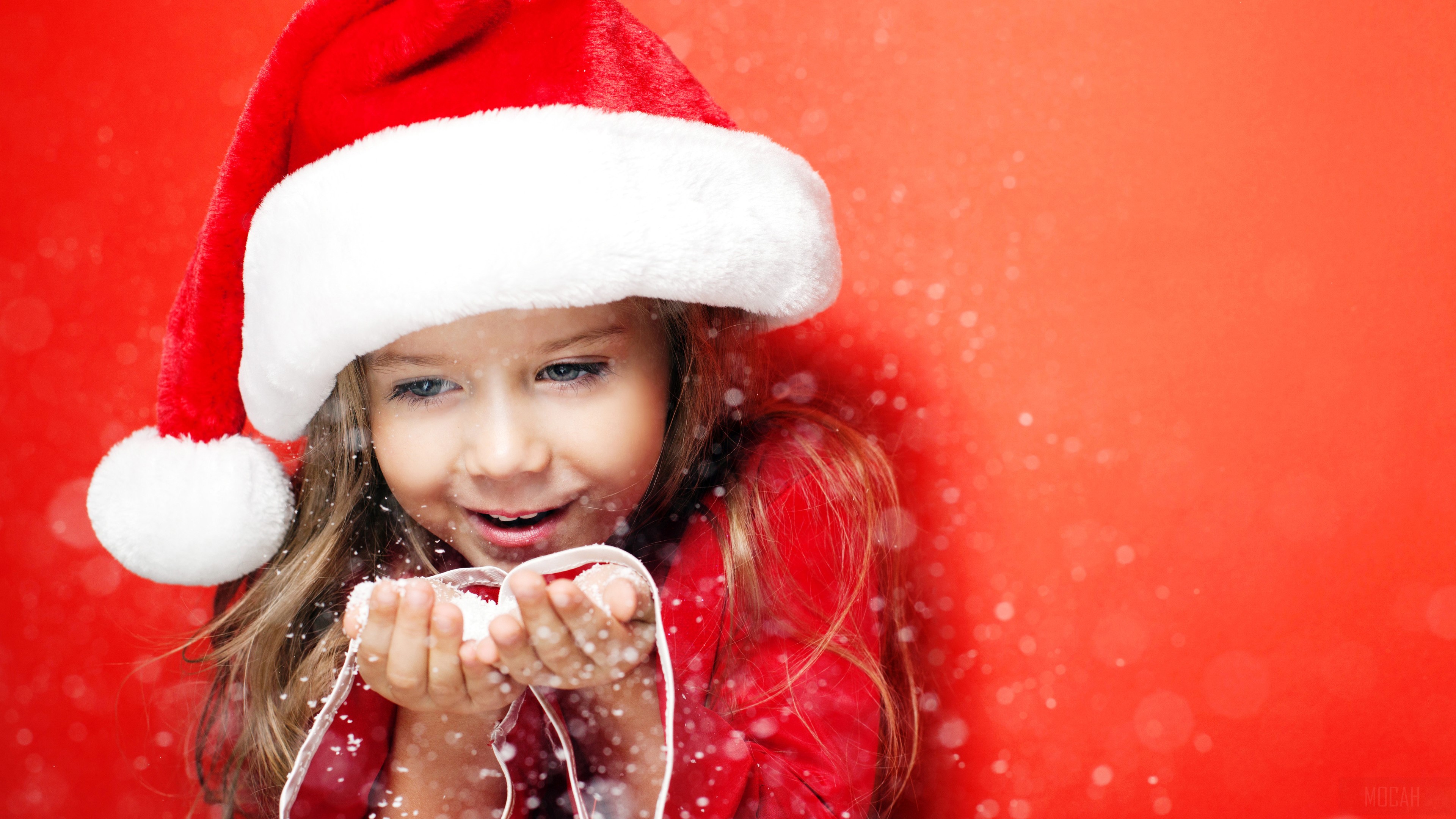 Little Santa Girl Christmas HD Wallpaper