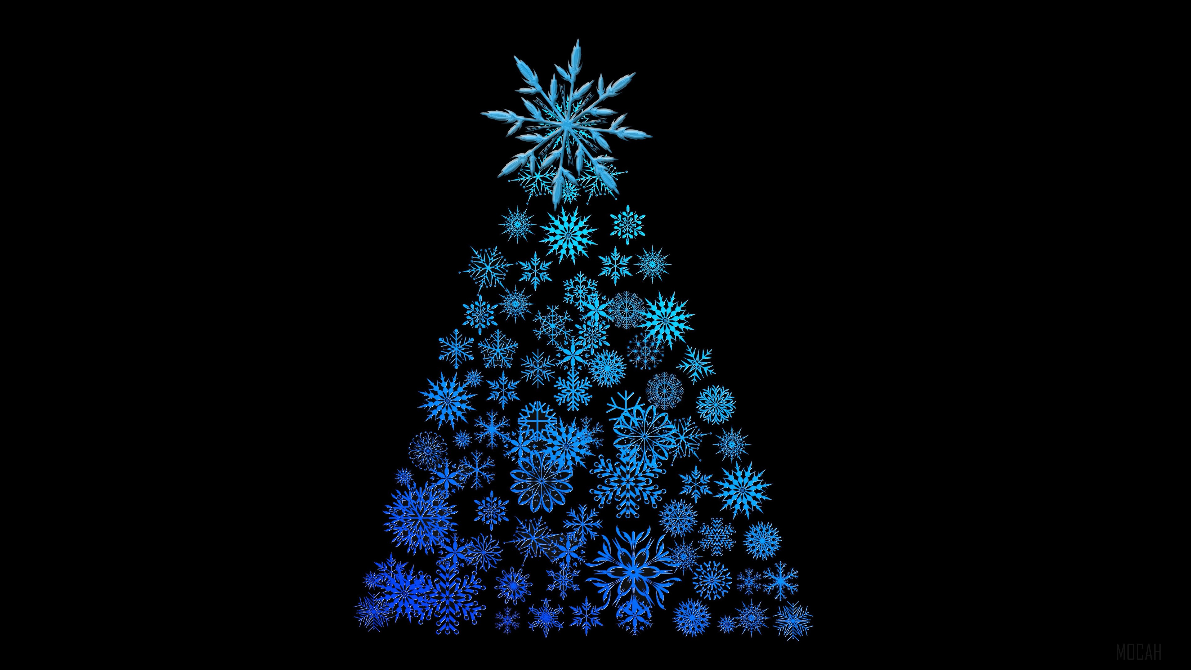 Christmas Tree made of snowflakes 4K HD Wallpaper