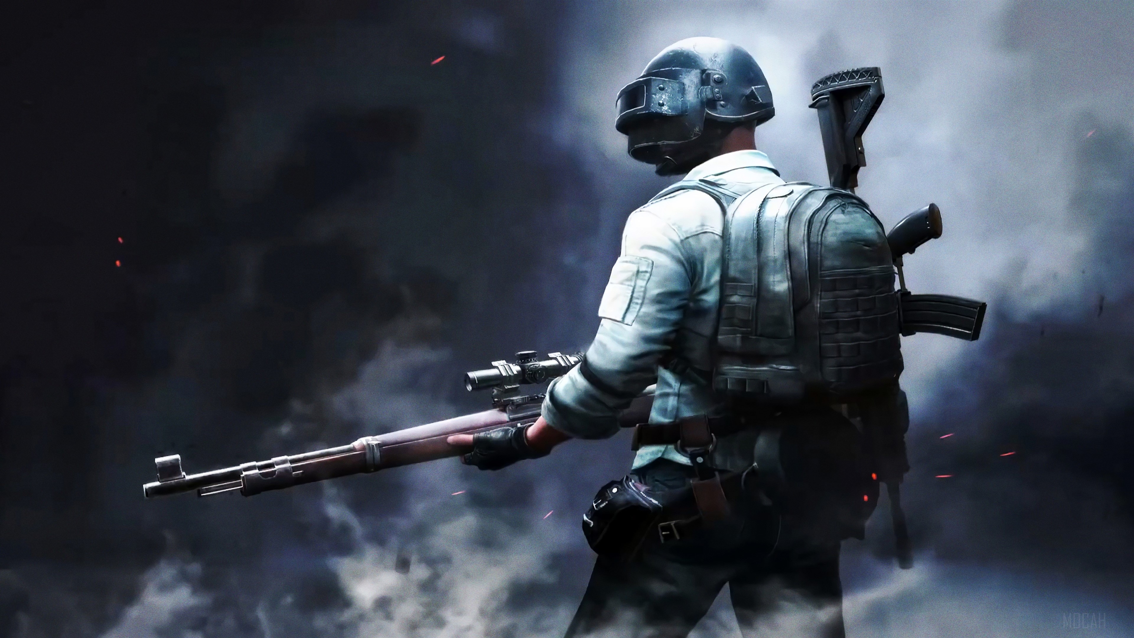 PUBG soldier with Kar98 rifle and backpack HD Wallpaper