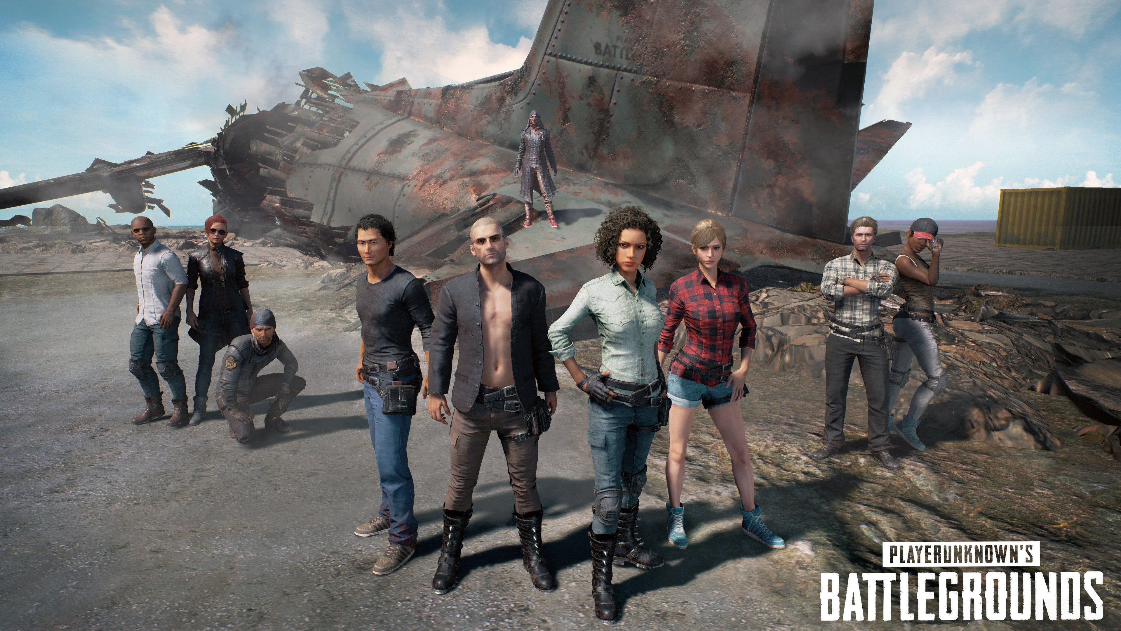 PlayerUnknown's Battlegrounds characters in a post-apocalyptic setting 4K HD Wallpaper