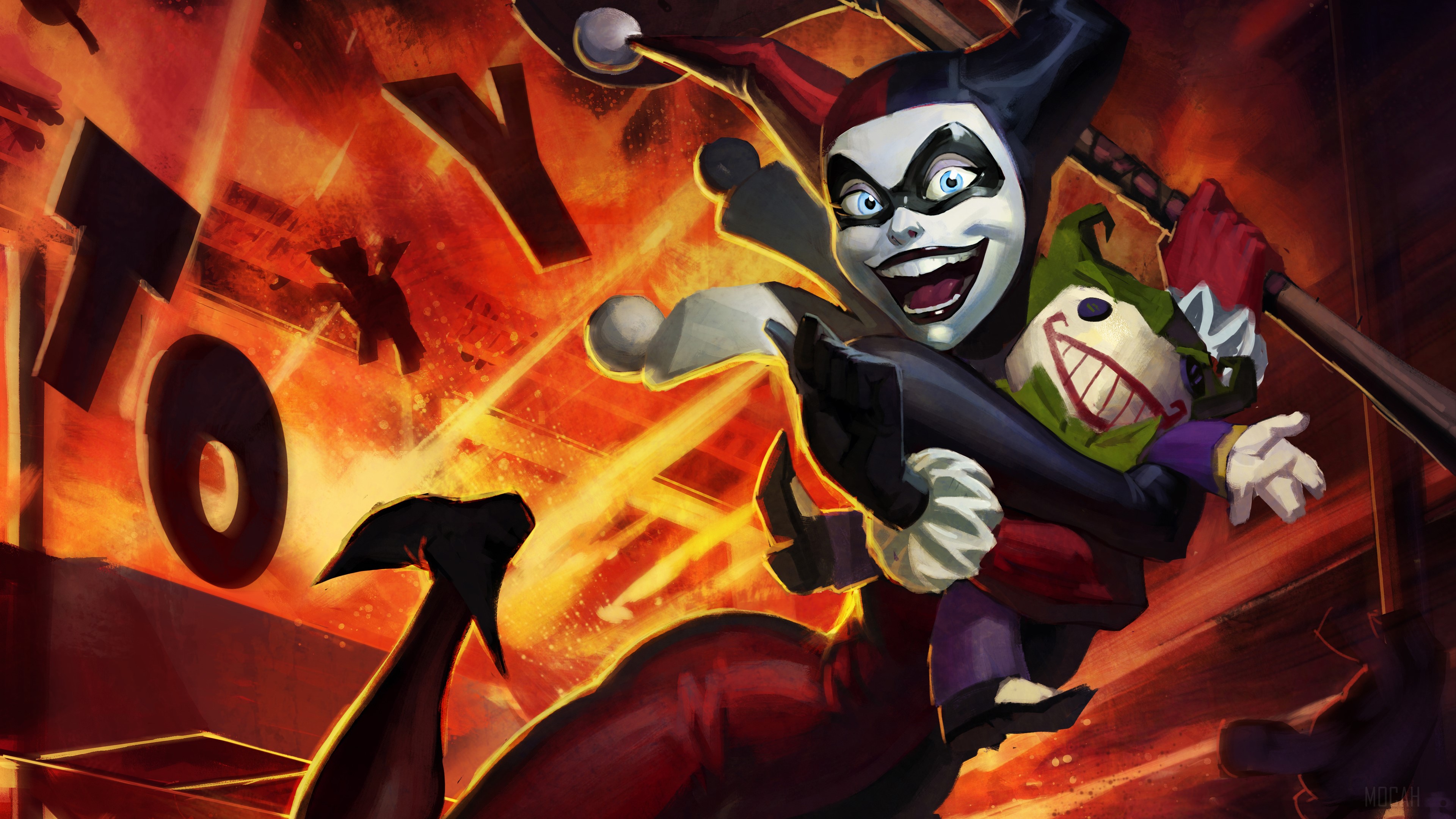 Harley Quinn Dynamic 4K Action Scene HD Wallpaper