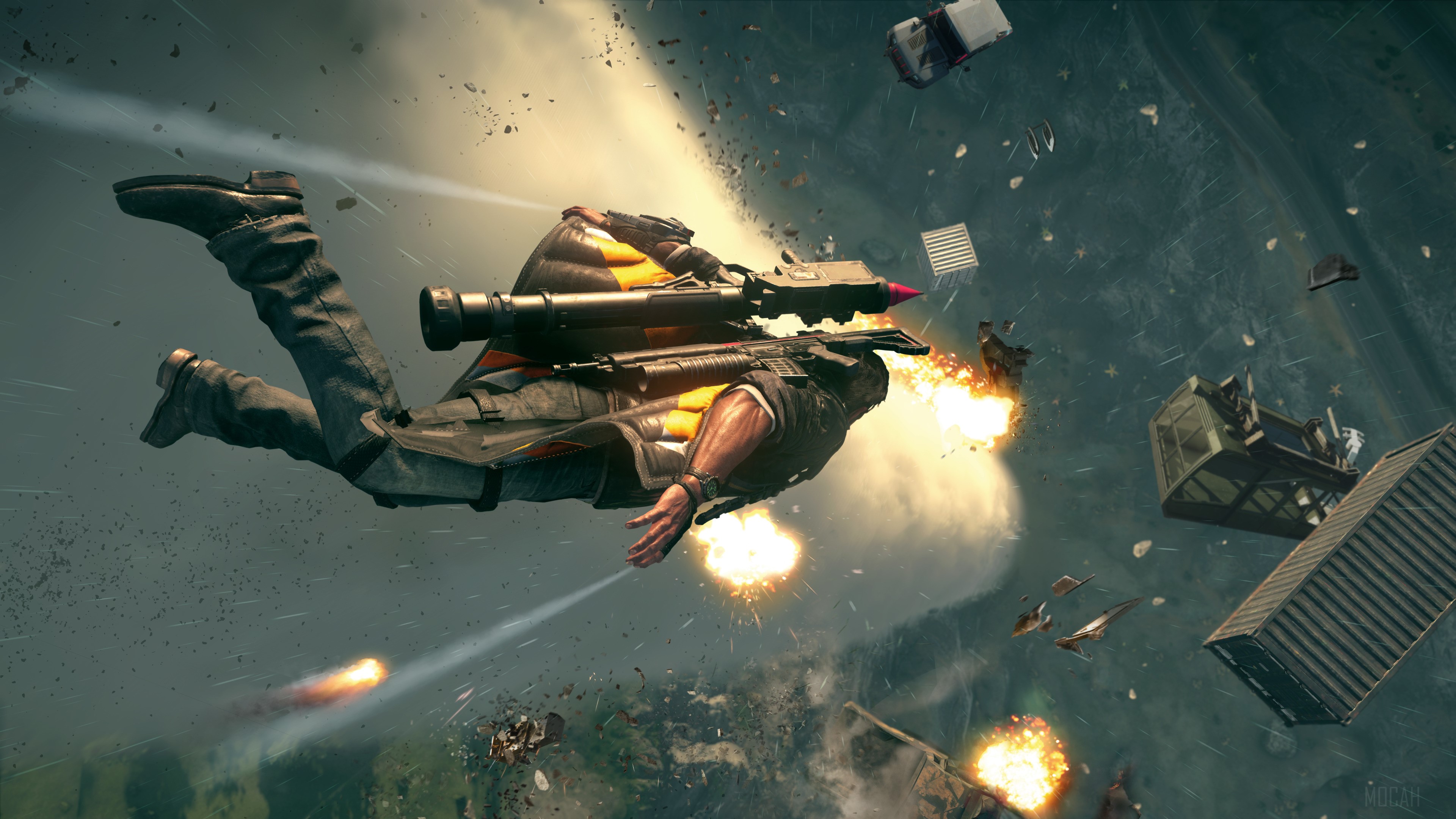 Man with jetpack and rocket launcher in Just Cause 4 4K HD Wallpaper