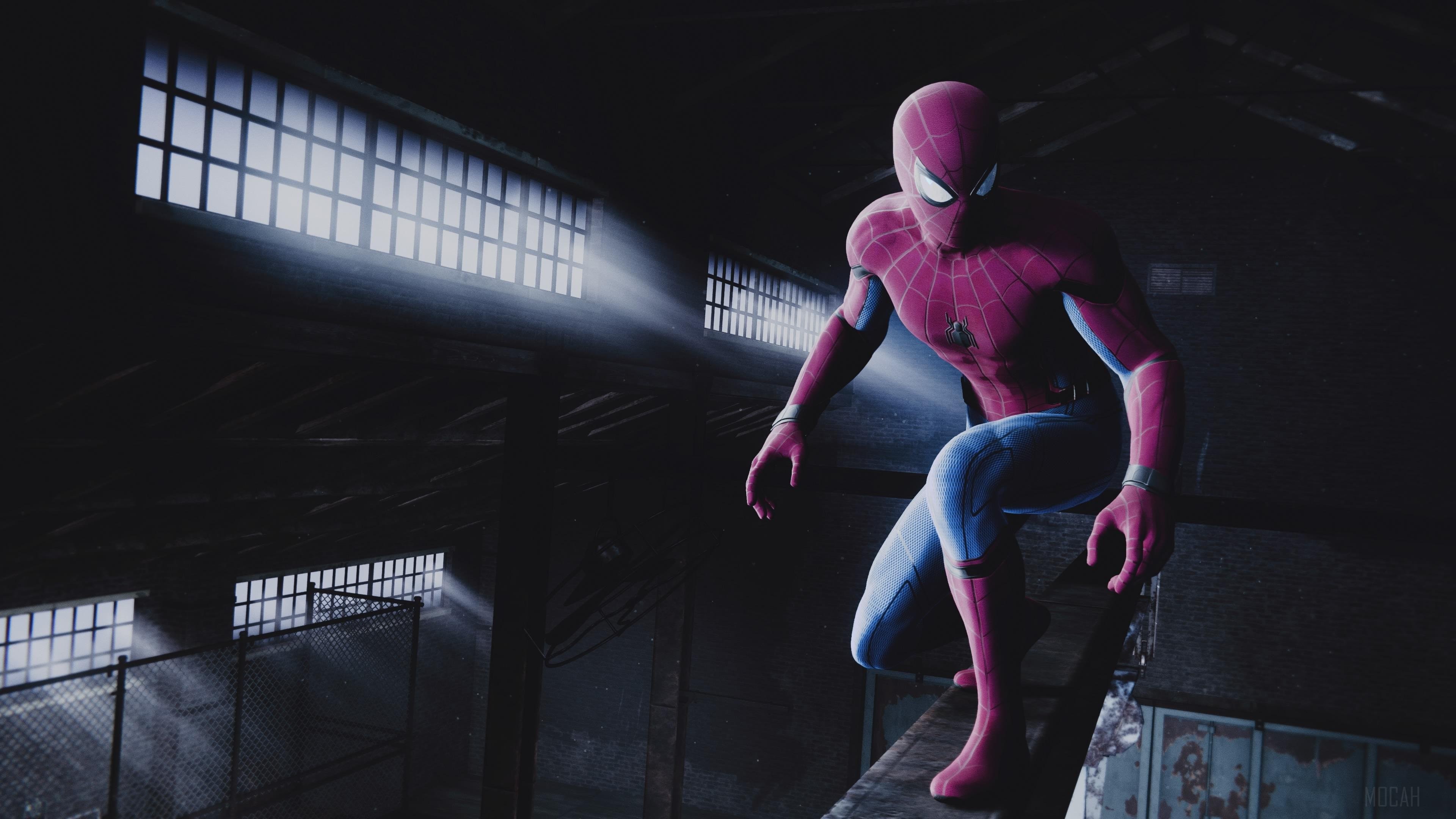 Spider-Man in warehouse 4K HD Wallpaper