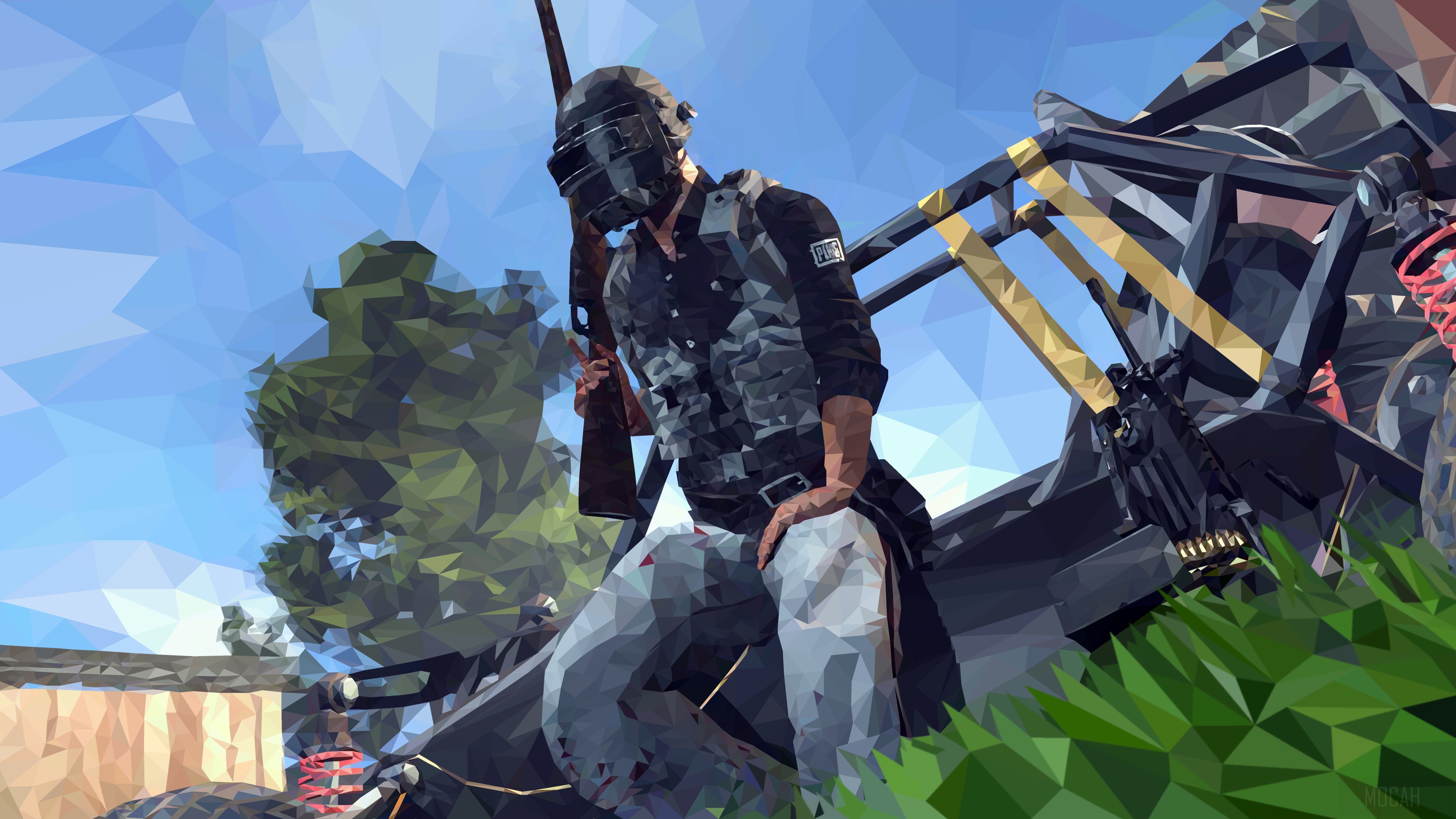 PUBG Low Poly Design HD Wallpaper