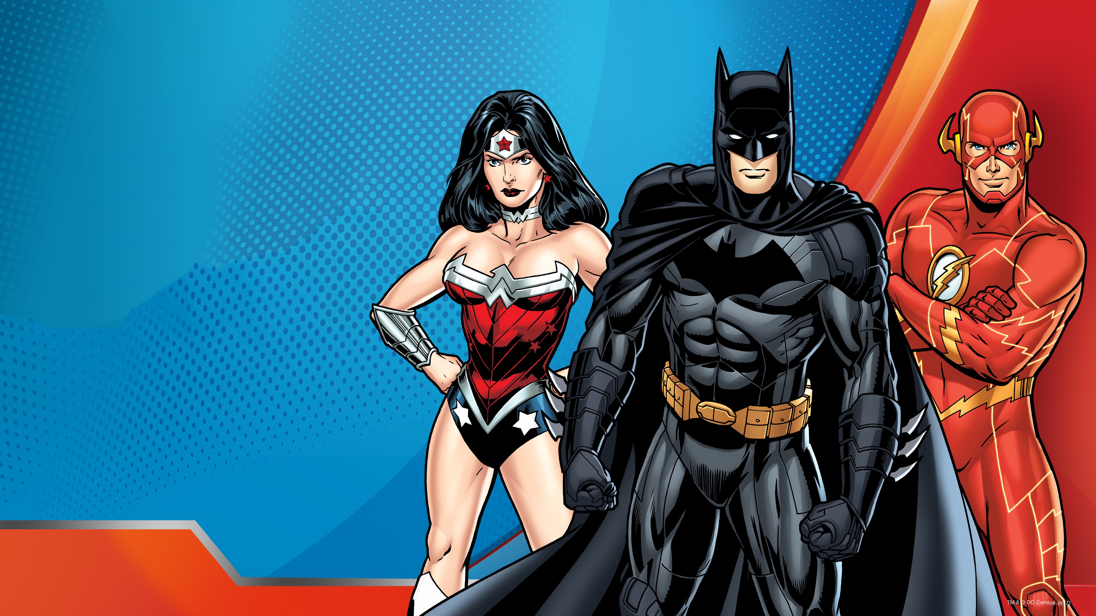 Batman, Flash, and Wonder Woman from DC Comics 4K HD Wallpaper