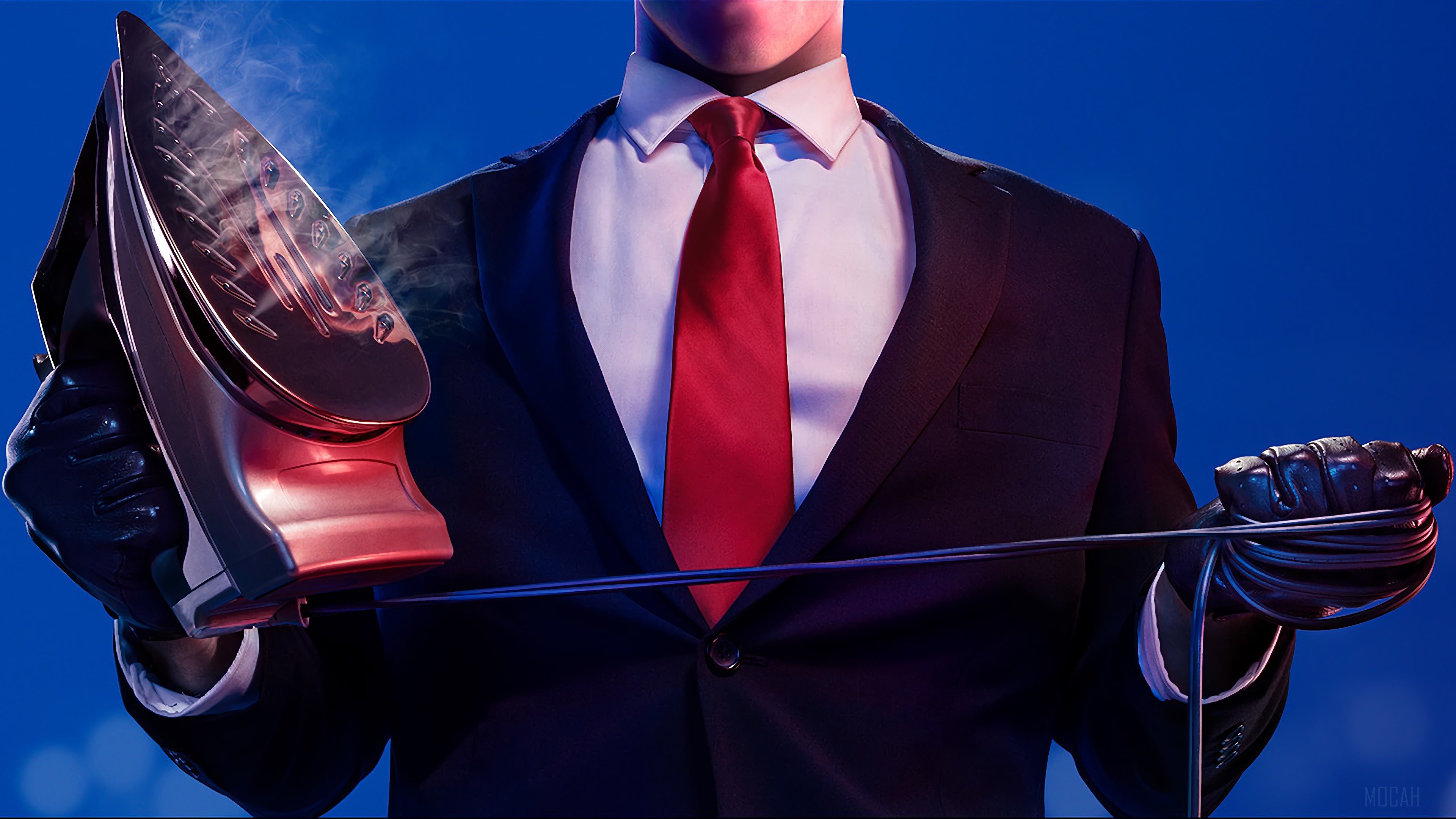 Agent 47 from Hitman 2 holding an iron HD Wallpaper