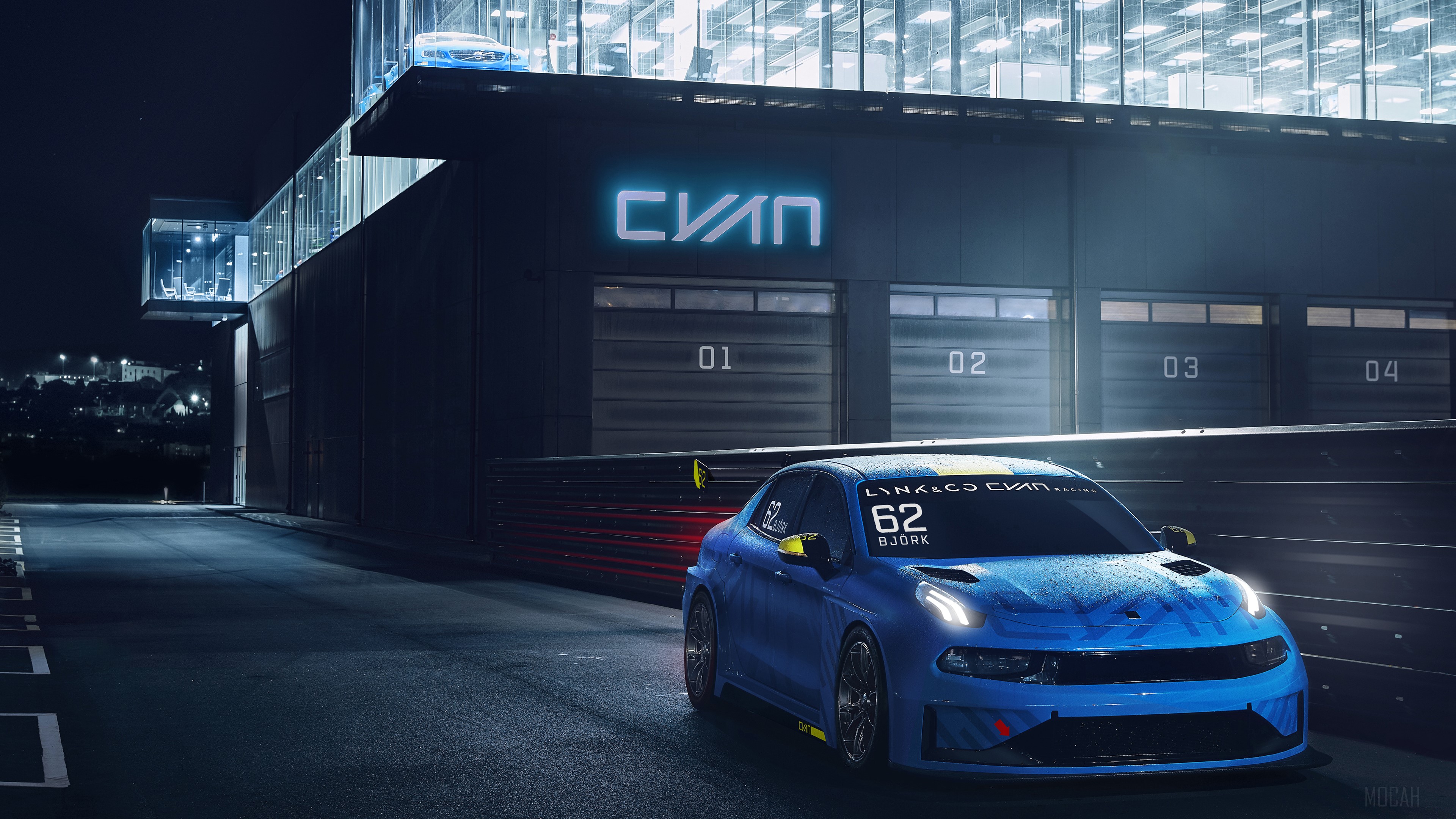 Lynk & Co 03 racing car at night HD Wallpaper