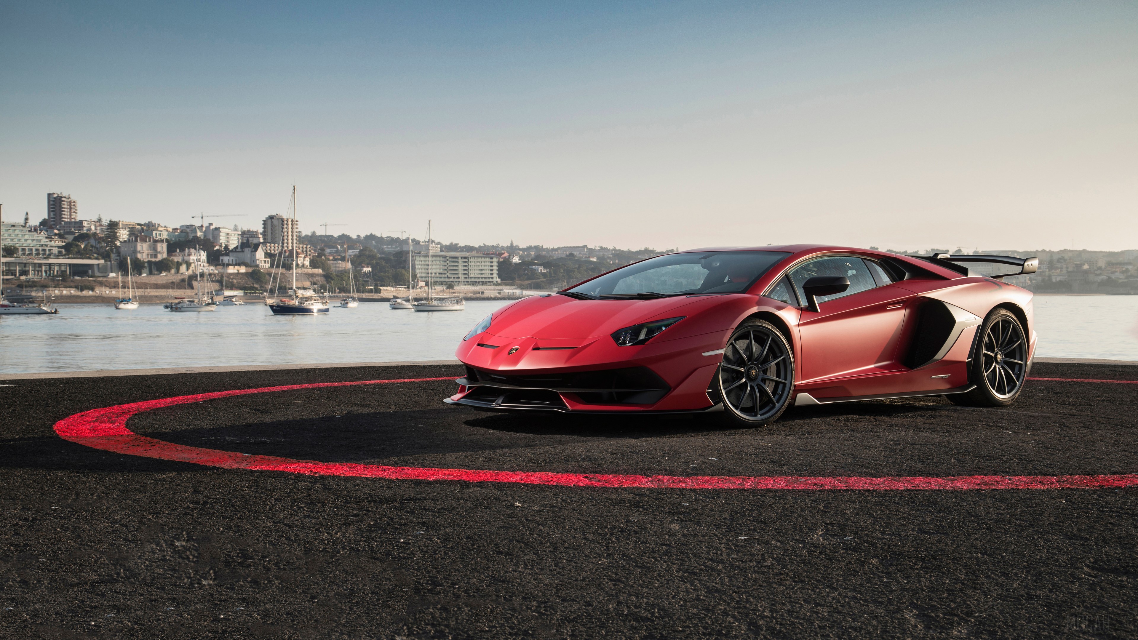 Red Lamborghini Aventador SVJ 2019 4K HD Wallpaper