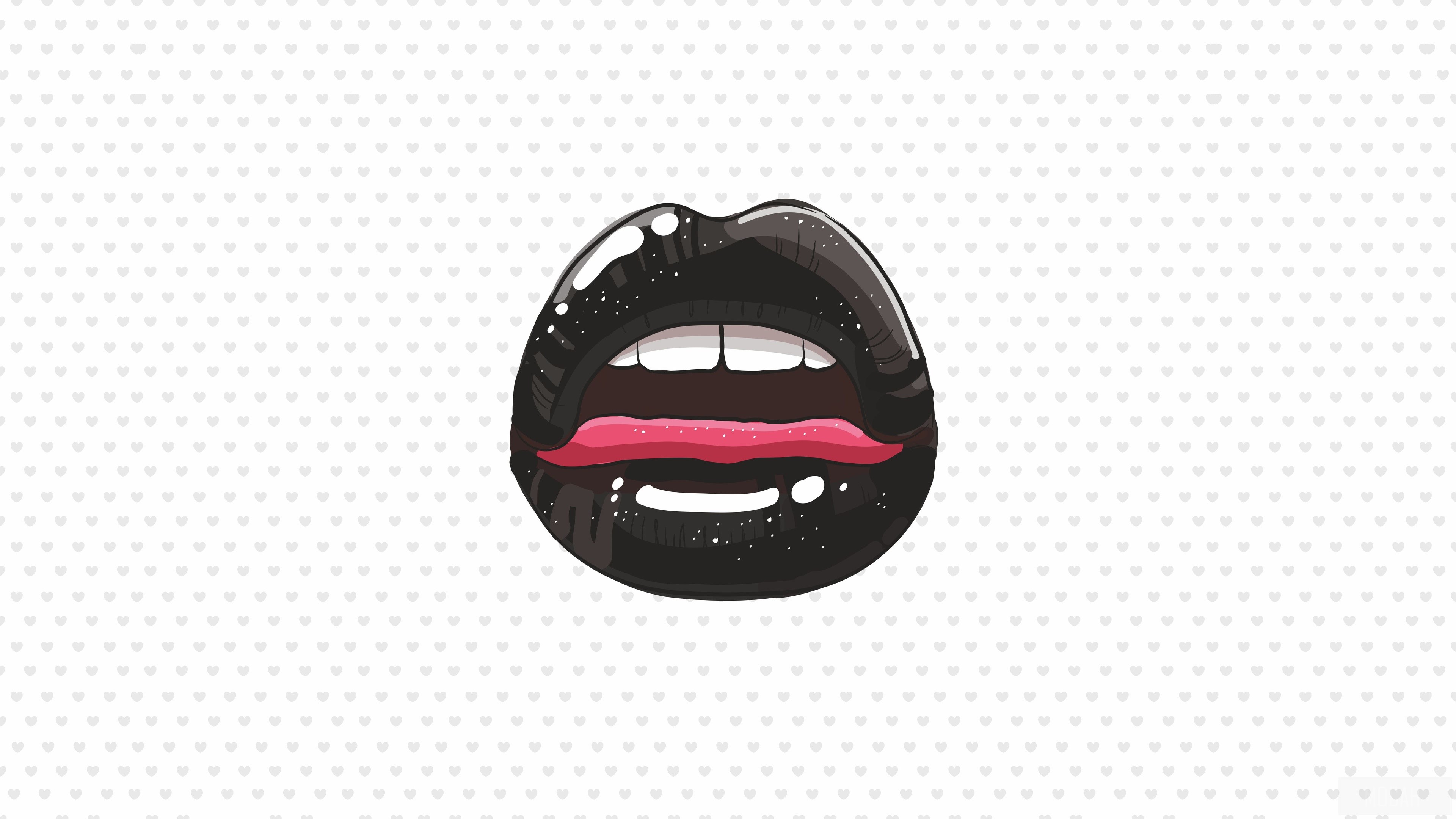 Black lips with tongue HD Wallpaper