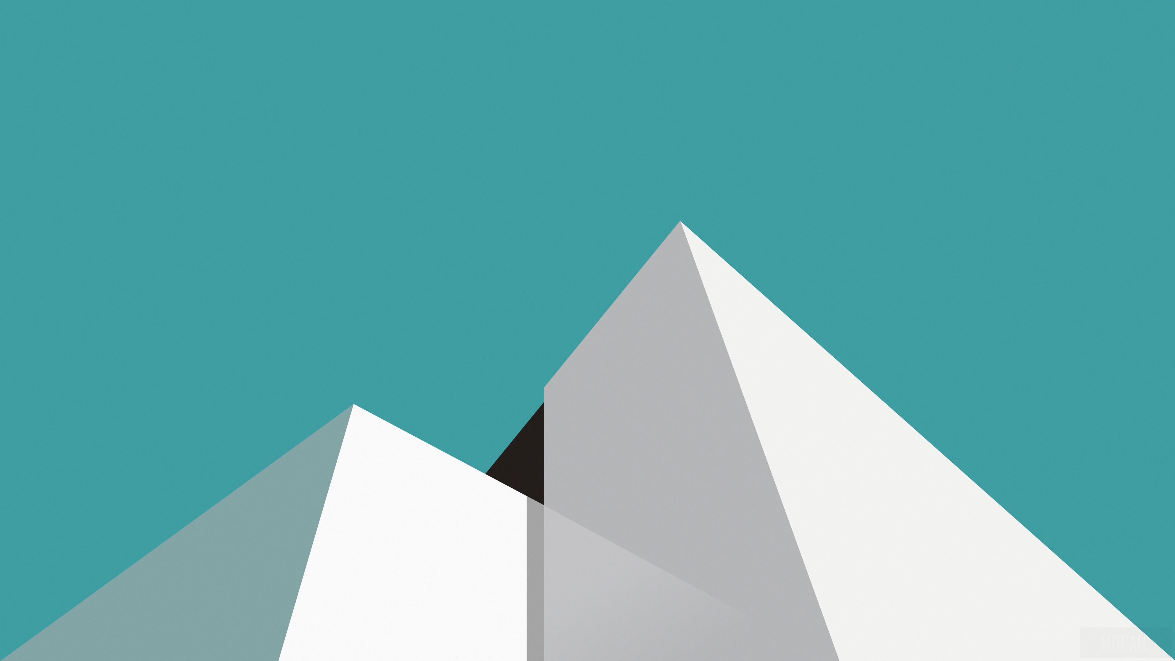 Minimalistic pyramids in teal sky 4K HD Wallpaper