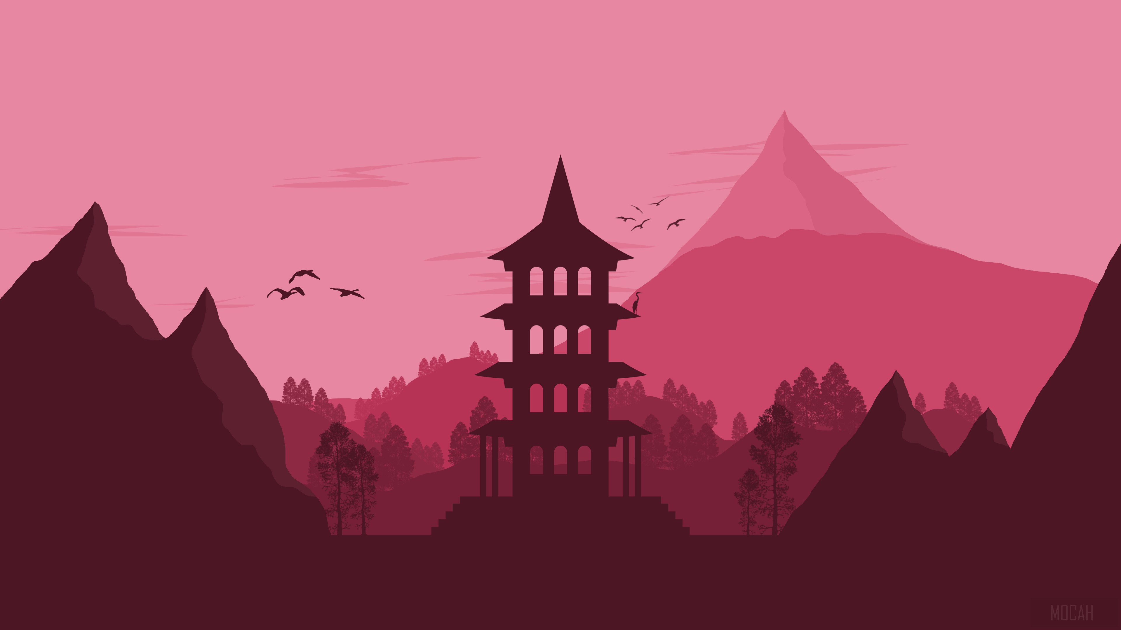 Minimalist Japan Landscape 4K HD Wallpaper
